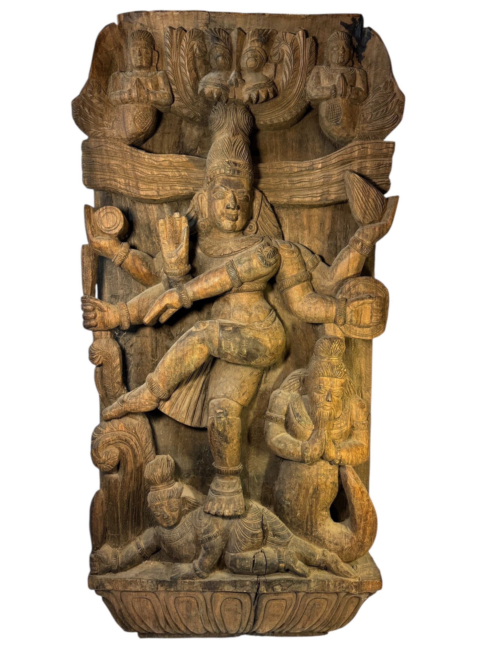 Indian Carved Wood Maha Devi Panel: Photos are part of the description and should tell the whole story.