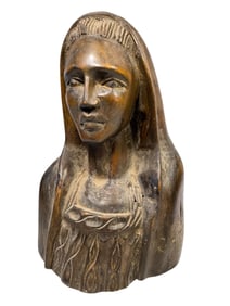 Carved Wood Virgin Mary Bust