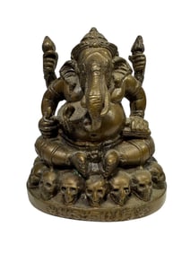 Bronze Ganesha Skull Throne Statue