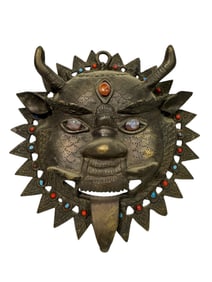 Brass Tibetan Yama Mask
