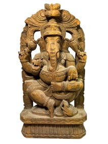 Carved Wooden Ganesha Statue