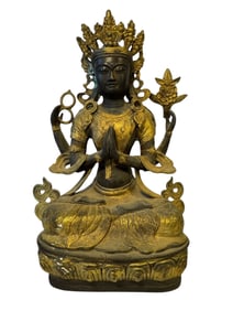 Gilt Bronze Sino-Tibetan Avalokitesvara Statue