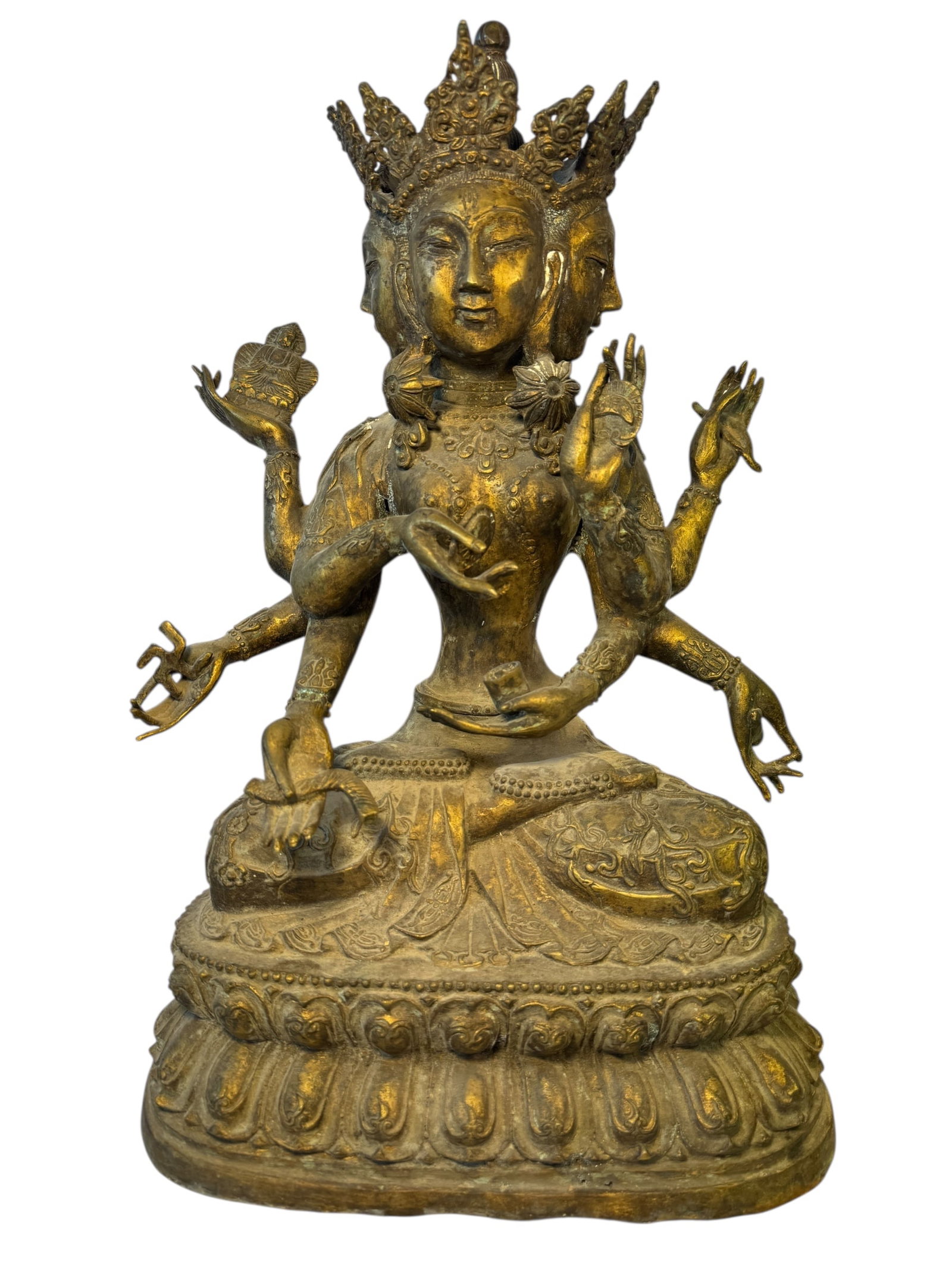 Gilt Bronze Namgyalma Statue: Sealed bottom. Photos are part of the description and should tell the whole story.