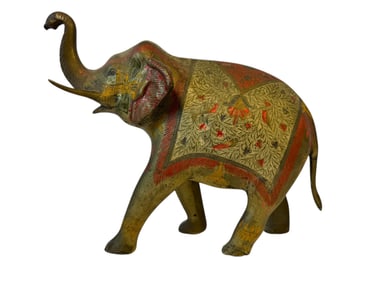 Brass Anglo-Indian Painted Elephant Figurine