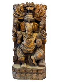 Carved Wood Ganesha Panel