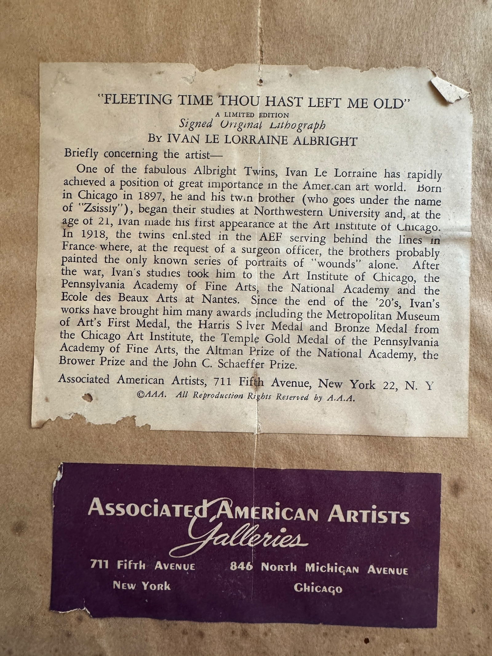 Ivan Le Lorraine Albright Signed Original Lithograph - 8