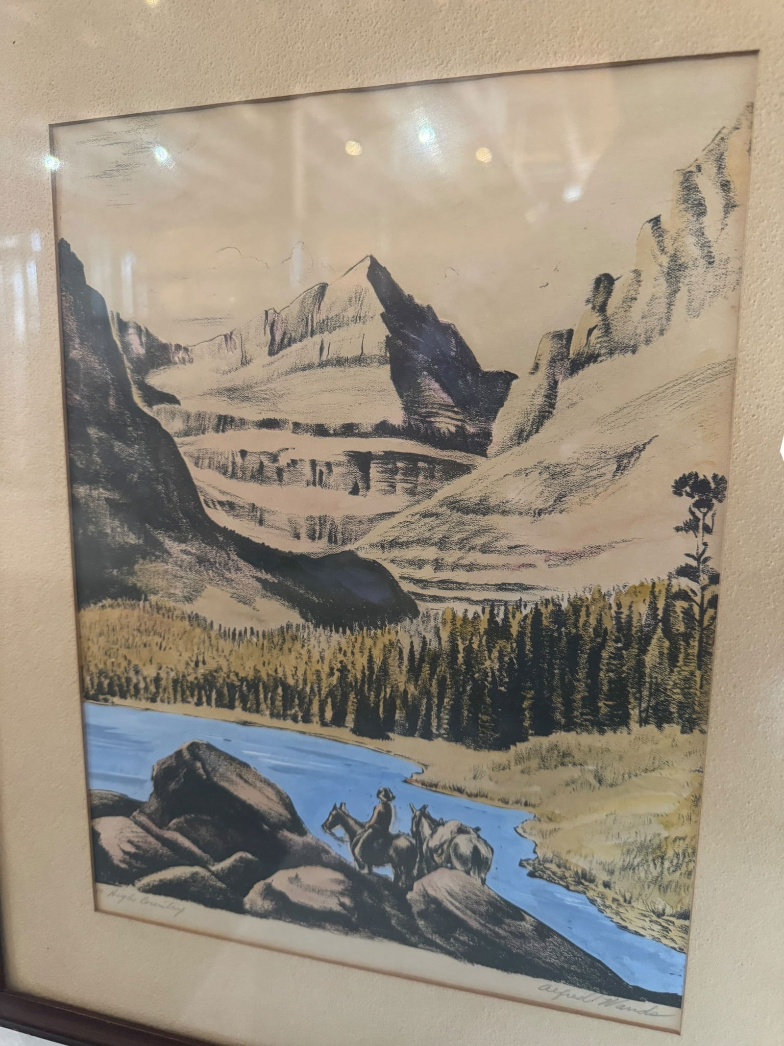 Pair Signed Alfred Wands Framed Lithographs - 2