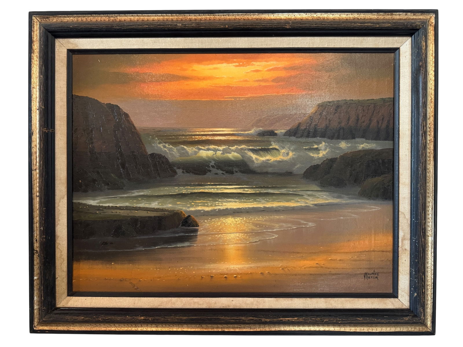 Maurice Meyer Seascape Original Oil: Image dimensions: 17.5 x 23.5Frame dimensions: 23.5 x 29.5Artist: Maurice Meyer (1936-Present)Photos are part of the description and should tell the whole story.