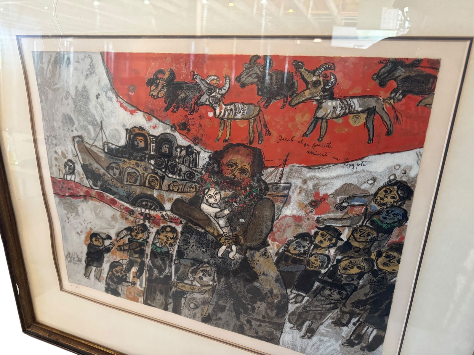 Theo Tobiasse "Jacob et sa Famille Arrivent an Egypte" Lithograph - 2