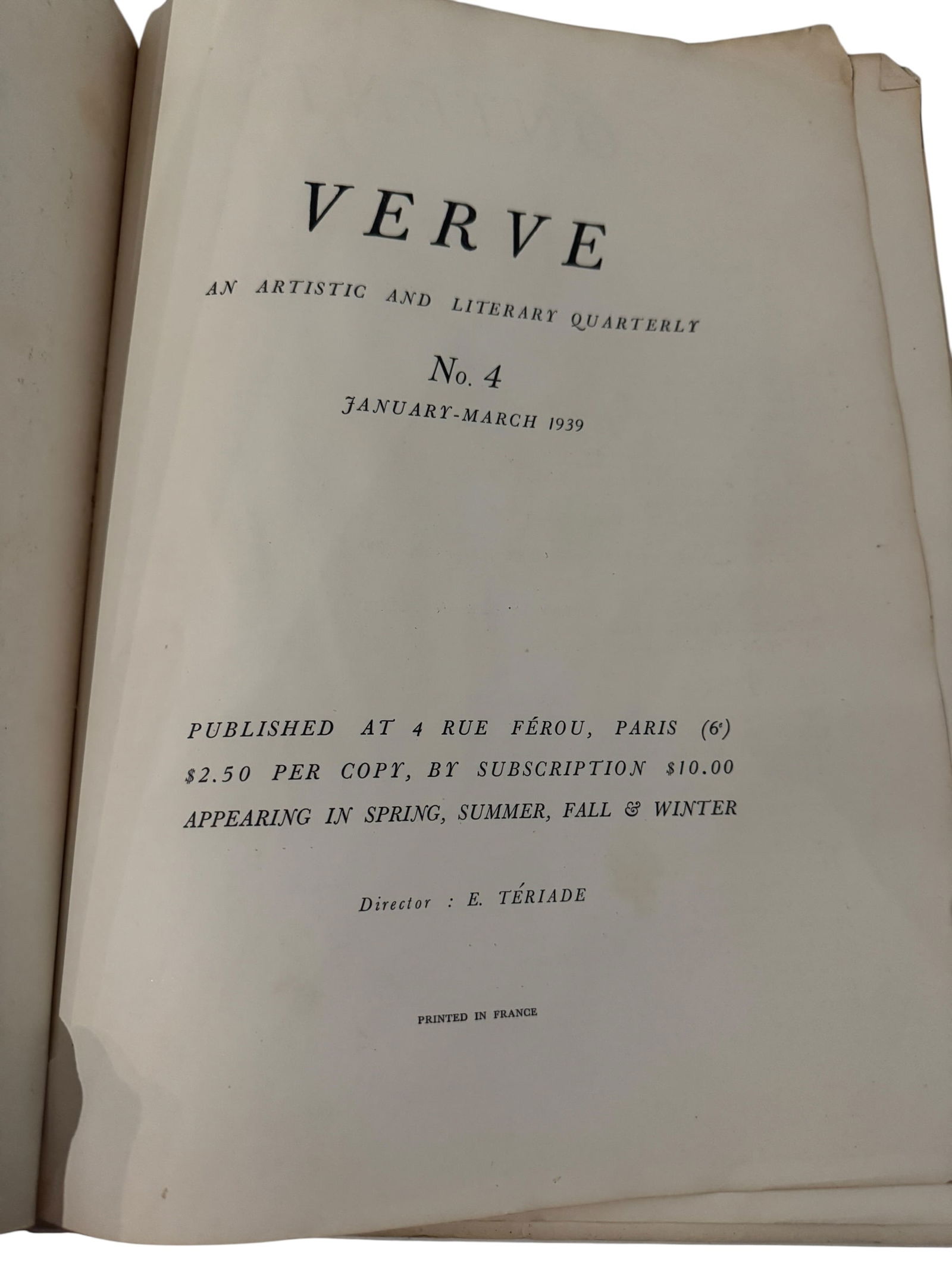 Verve Volume 1 No. 4 1939 French Art Book - 2