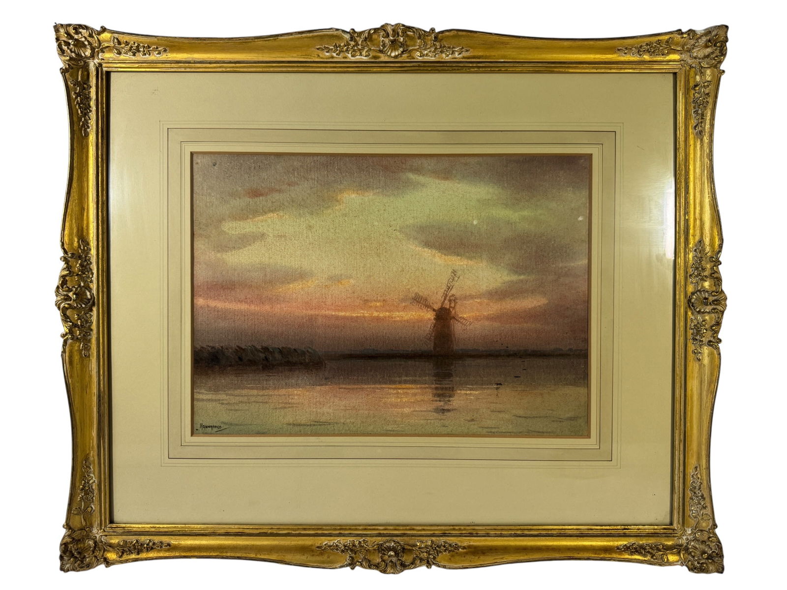 Charles Edward Hannaford Original Watercolor Seascape: Image dimensions: 9.5 x 13.5Frame dimensions: 18 x 22Artist: Charles Edward Hannaford (1887-1972) was known for post- impressionist landscape and Dutch canal painting and watercolors.Photos are part