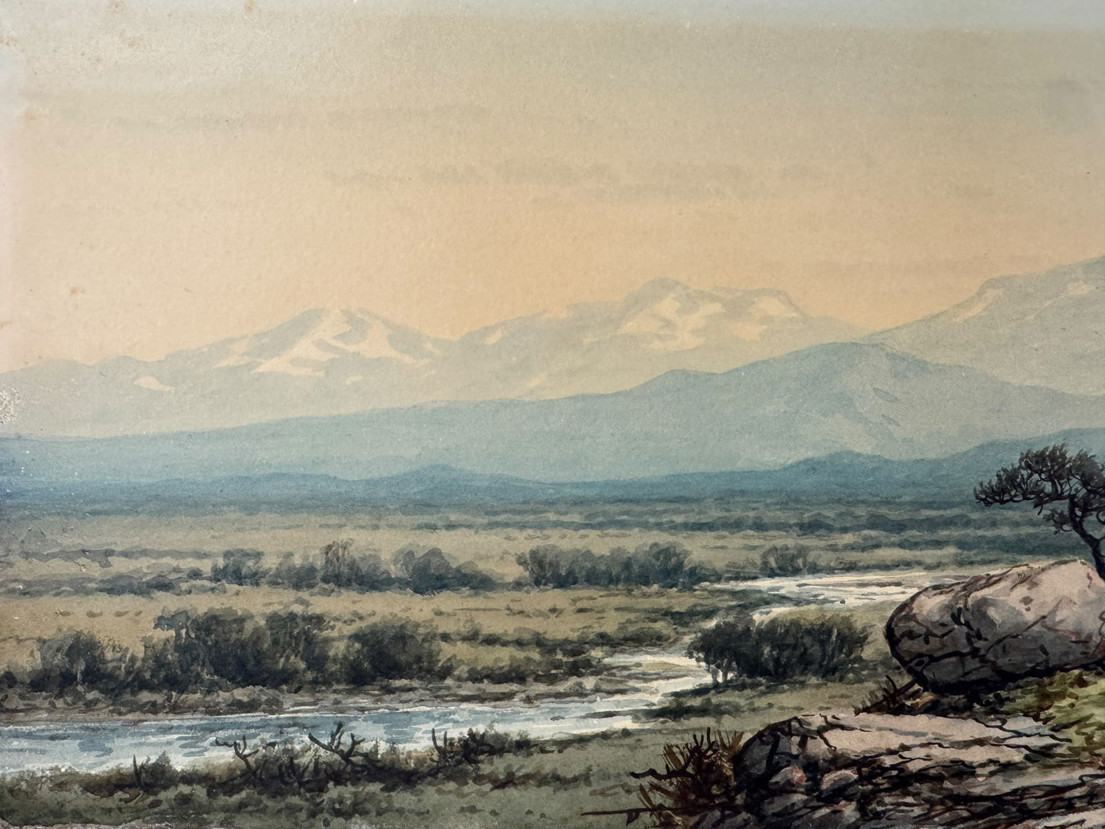 Antique George Ernest Colby Original Watercolor Landscape circa 1892 - 2