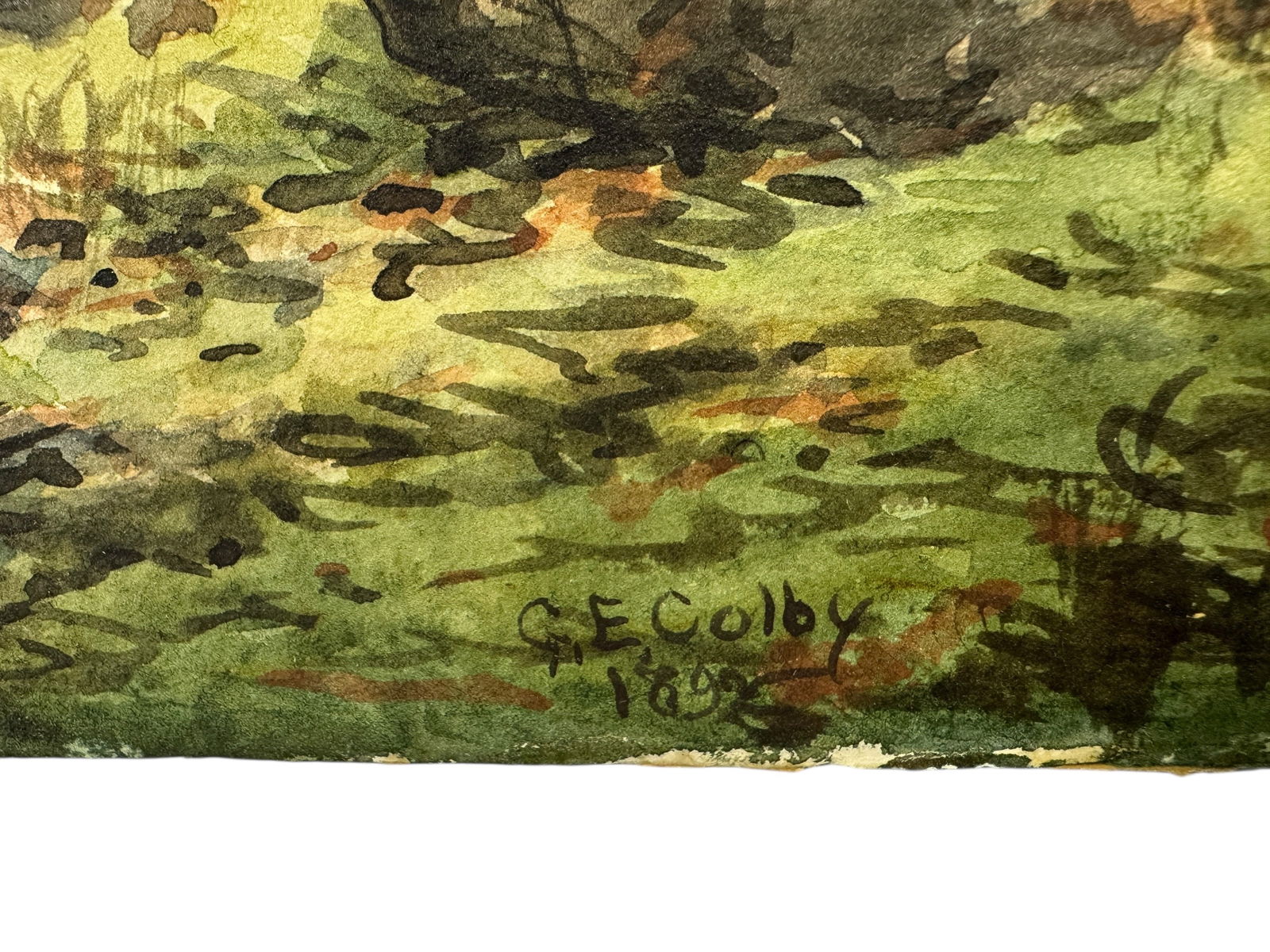 Antique George Ernest Colby Original Watercolor Landscape circa 1892 - 5