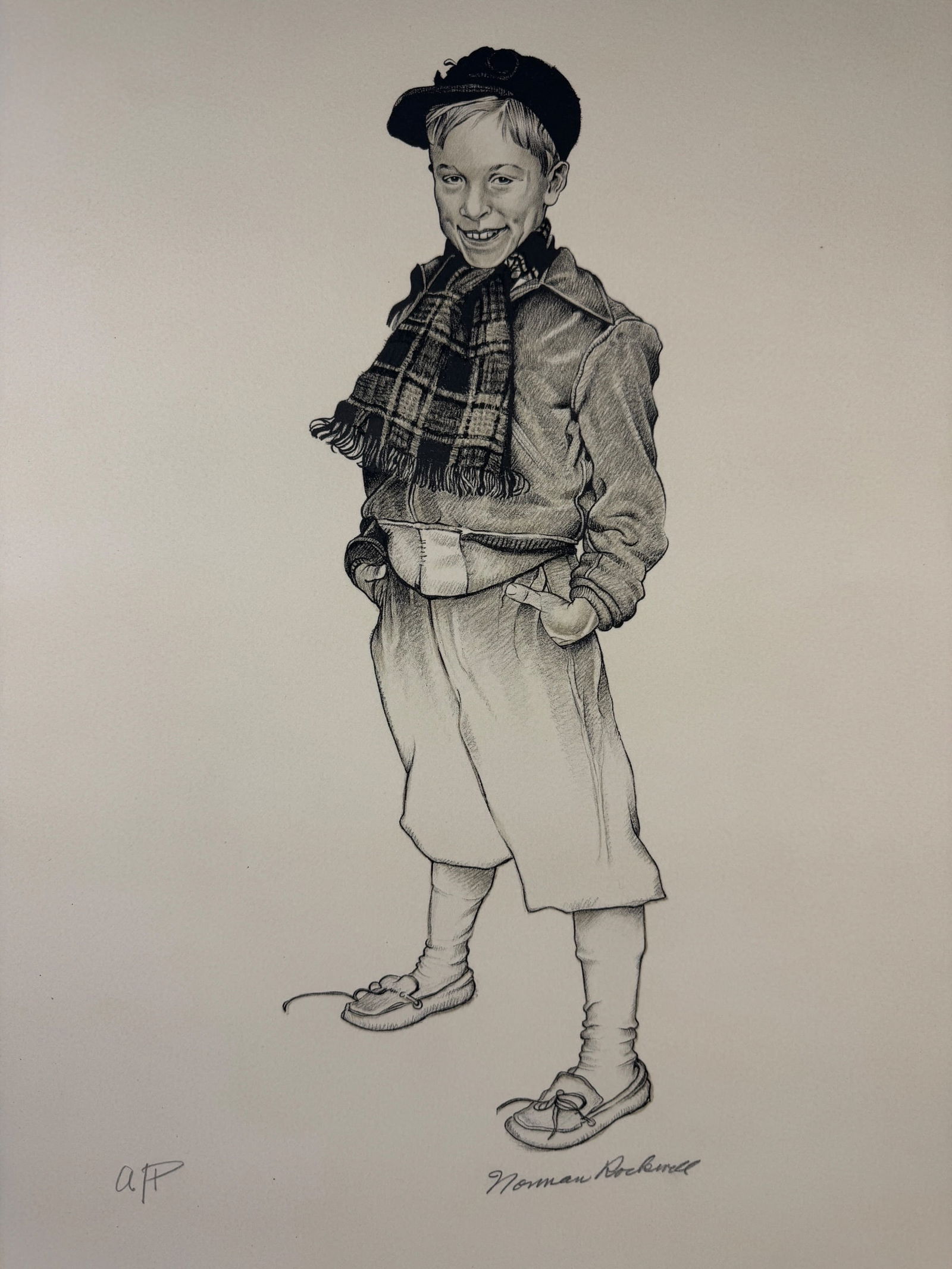 Pencil Signed Norman Rockwell "Jerry" Artist Proof Lithograph - 2