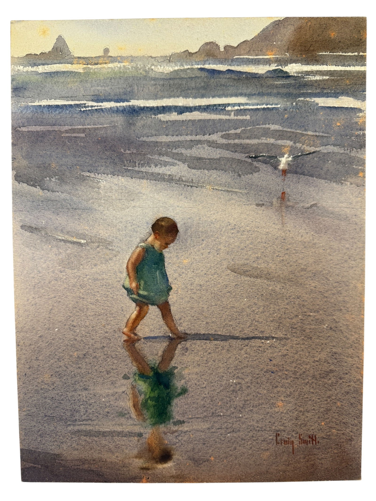 Collection of 3 Craig Smith Beach Original Watercolors - 3