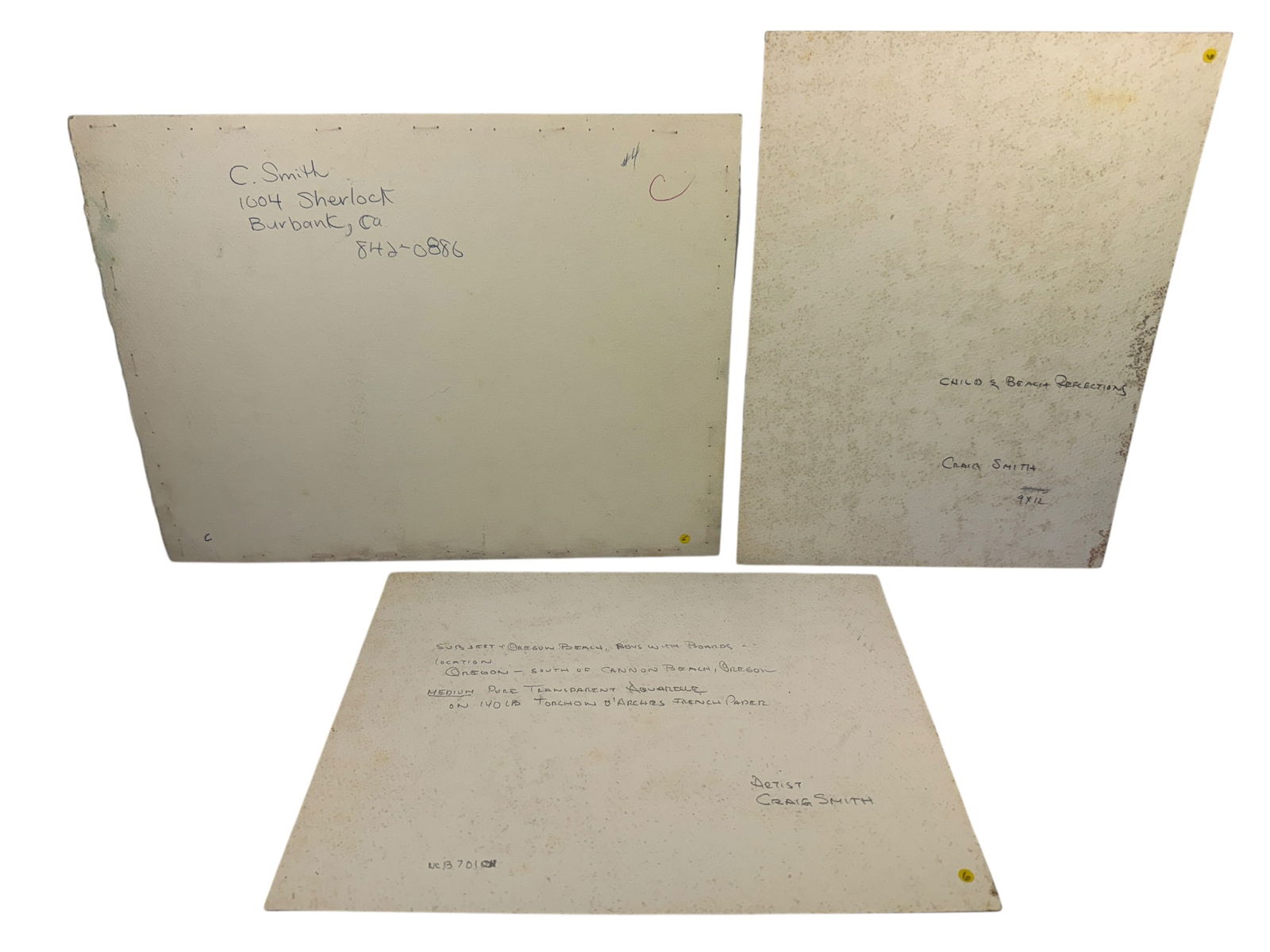 Collection of 3 Craig Smith Beach Original Watercolors - 5