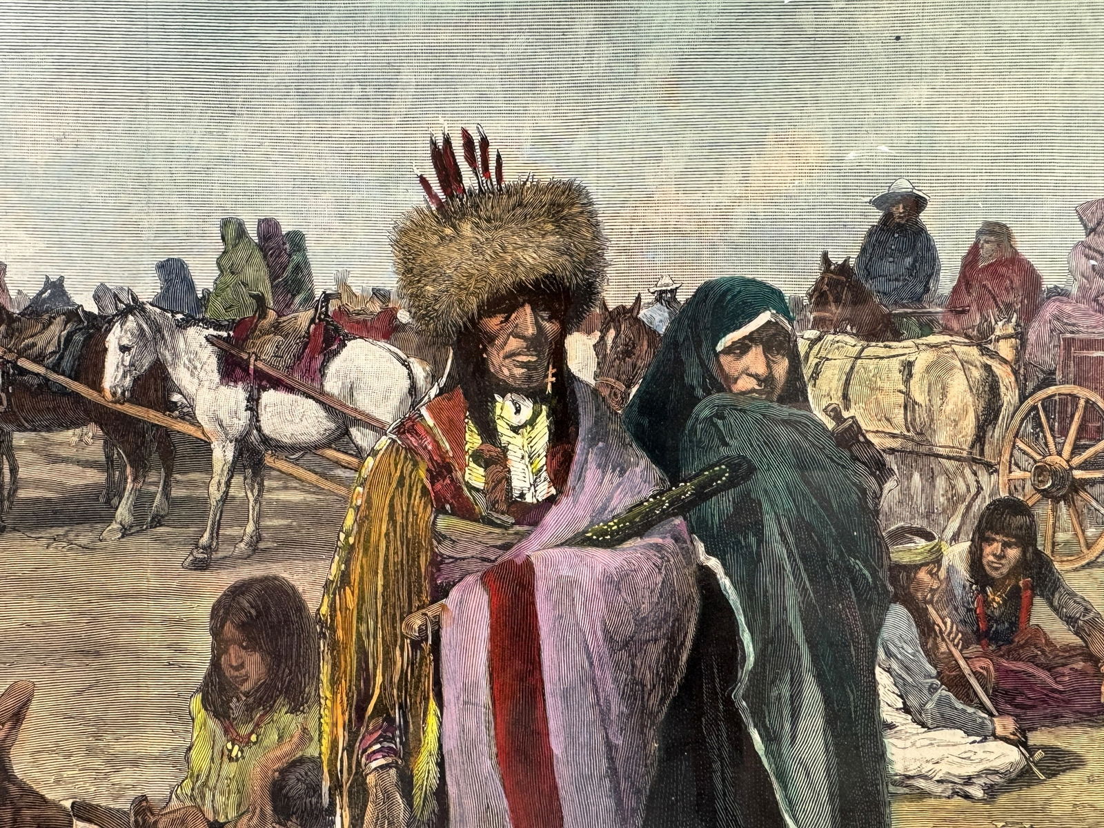 Henry F. Farny "Ration Day at Standing Rock Agency" Hand Colored Engraving - 5