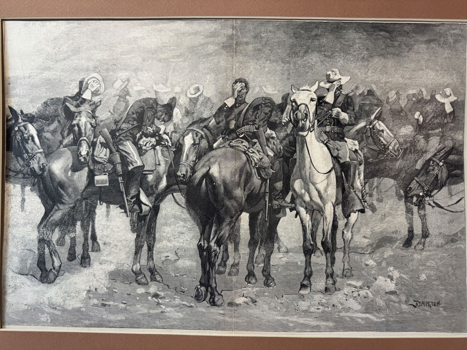 Frederic Remington "Calavry in an Arizona Sandstorm" Engraving - 2
