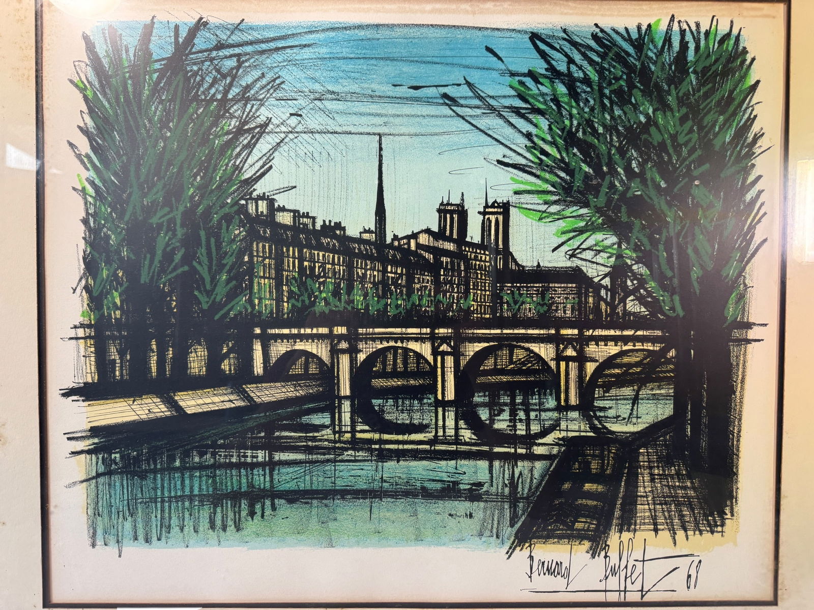 Bernard Buffet "Le Pont Neuf" 1968 Color Lithograph - 2