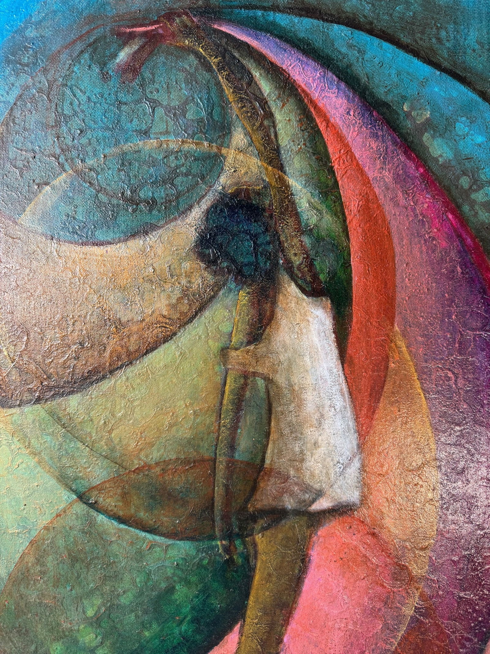 Huge Ludovic Booz "Circles" Original Oil circa 1978 - 3