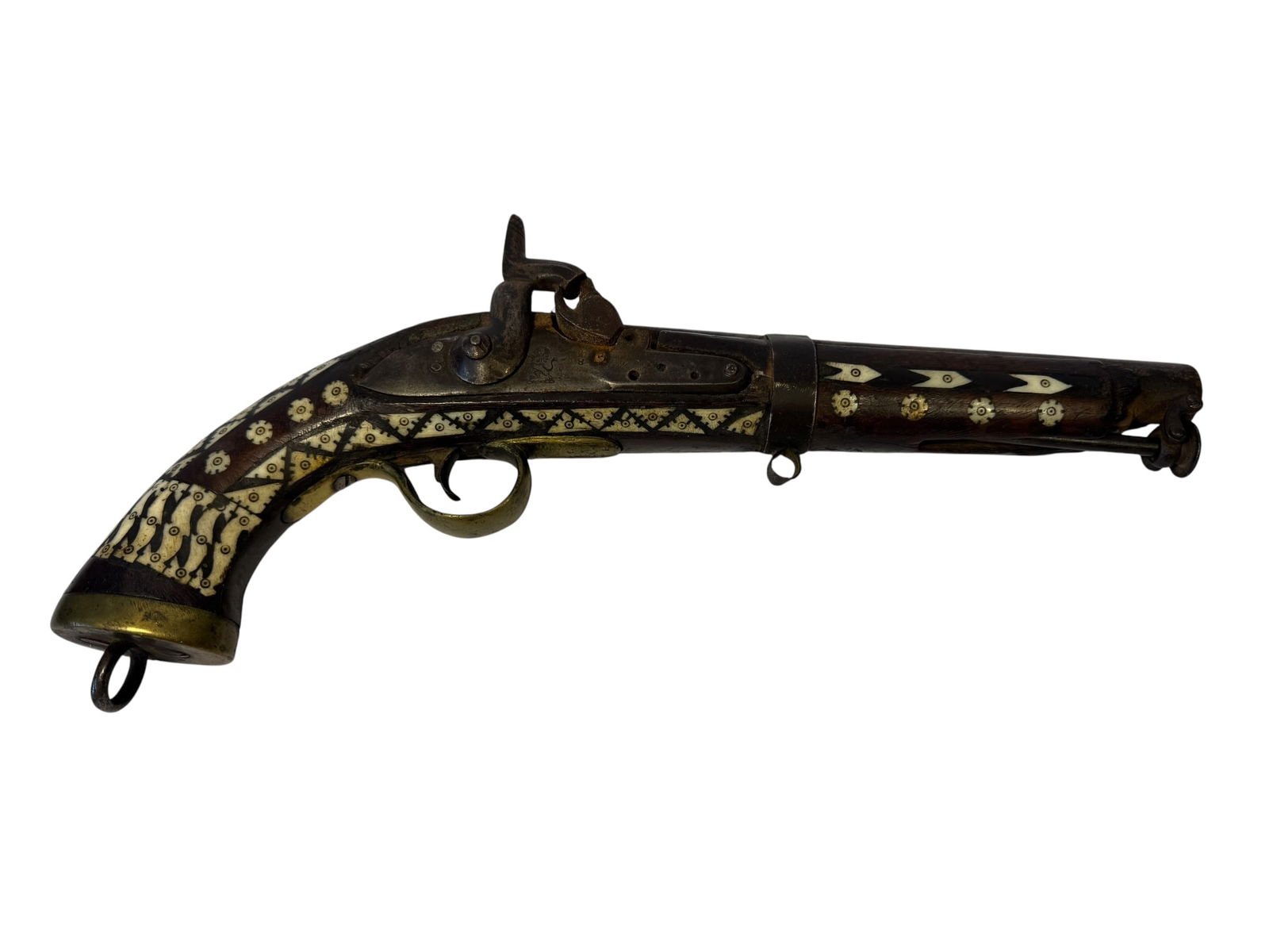 Flintlock Pistol with Bone Inlay - 3