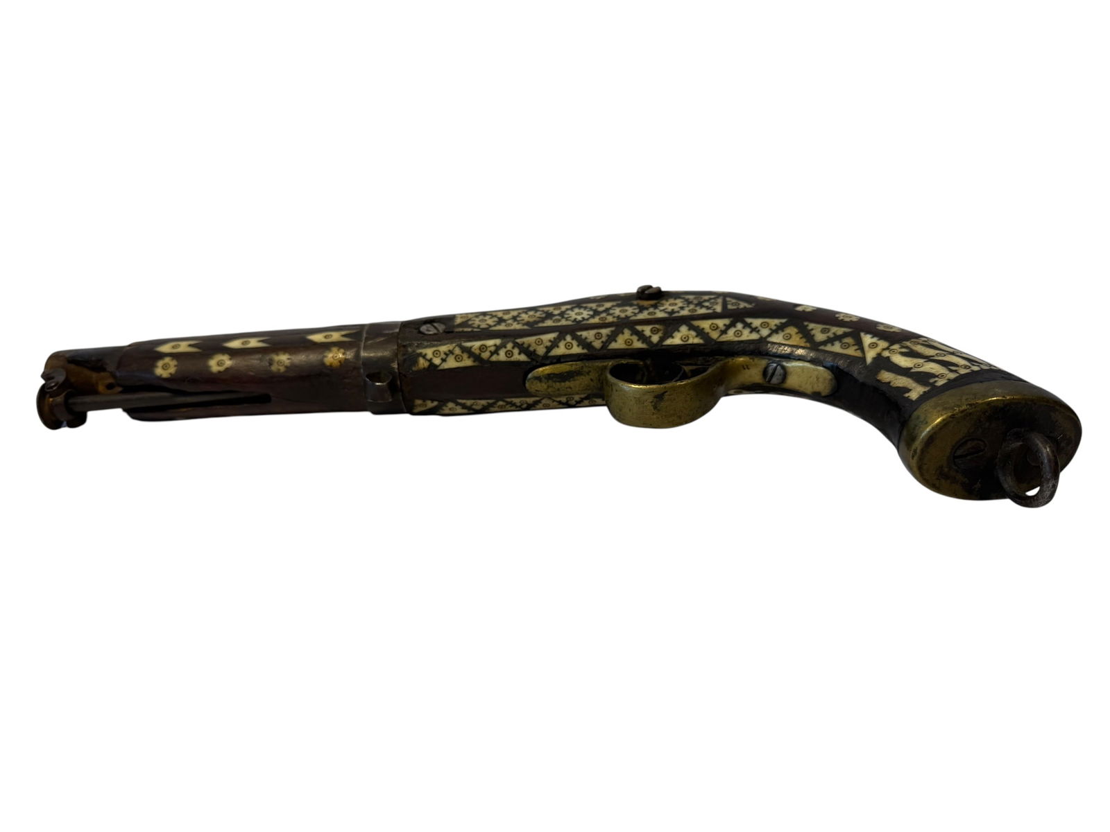 Flintlock Pistol with Bone Inlay - 6