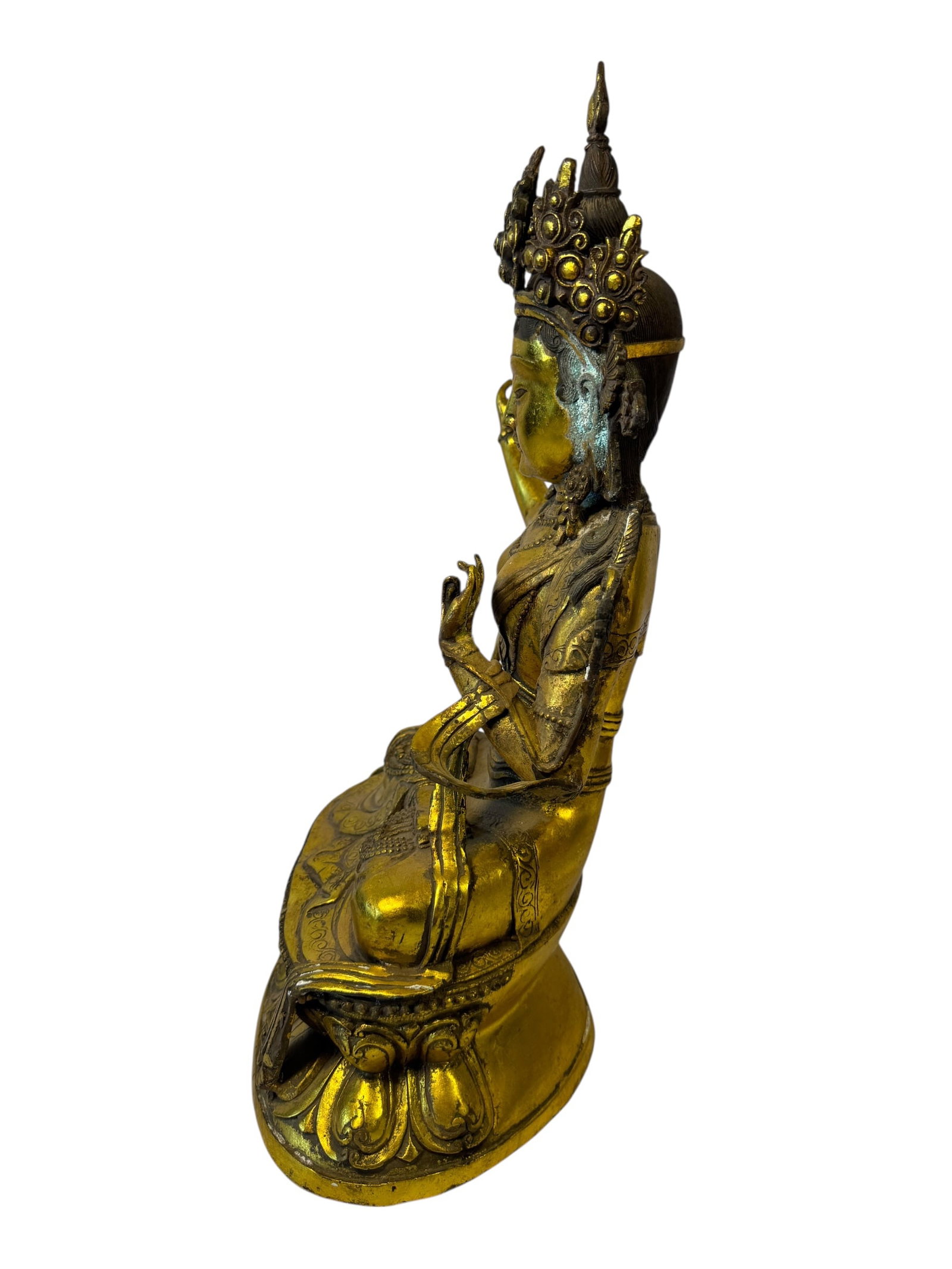 Heavy Gilt Bronze Manjushri Statue - 2