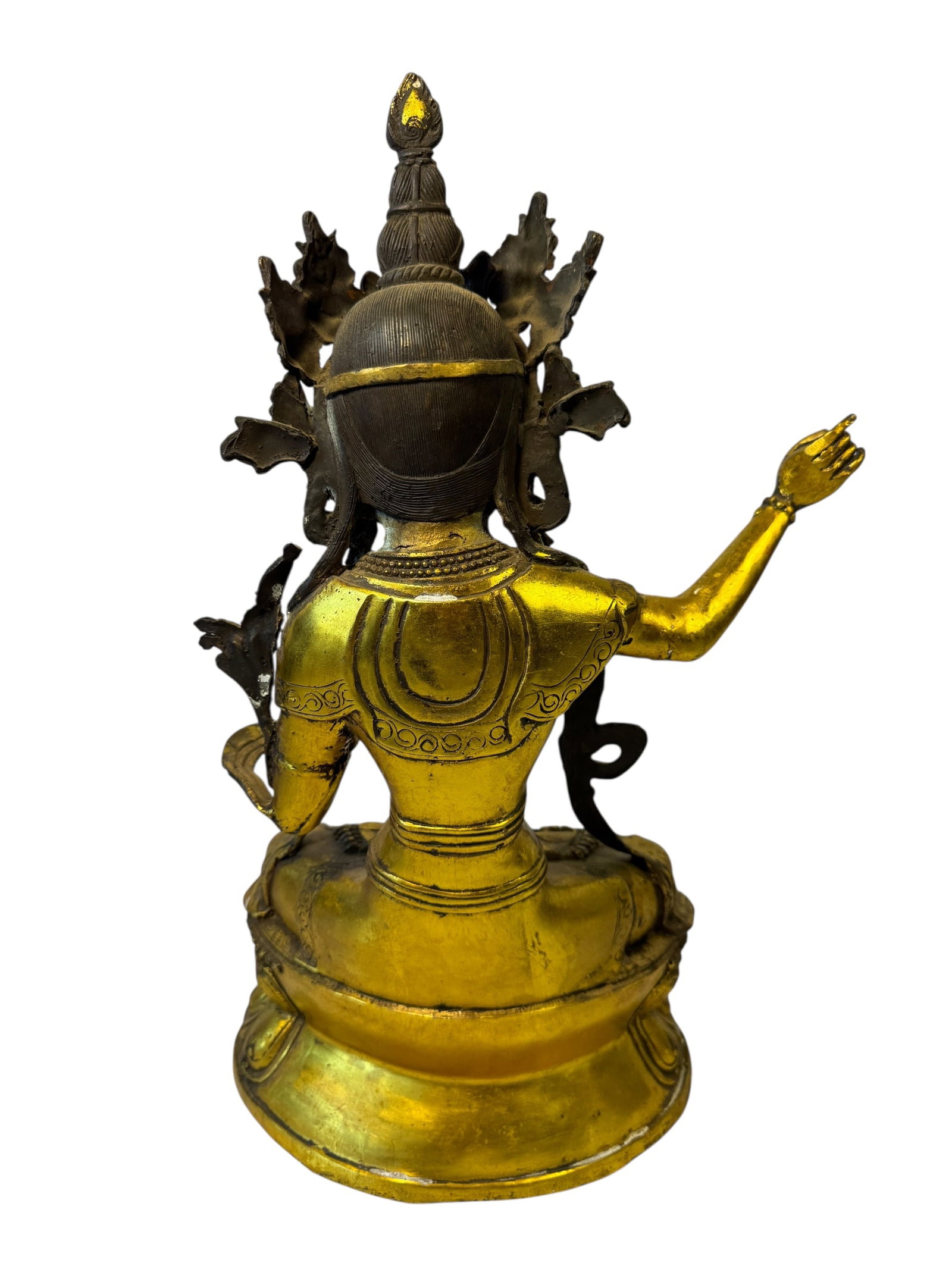 Heavy Gilt Bronze Manjushri Statue - 3