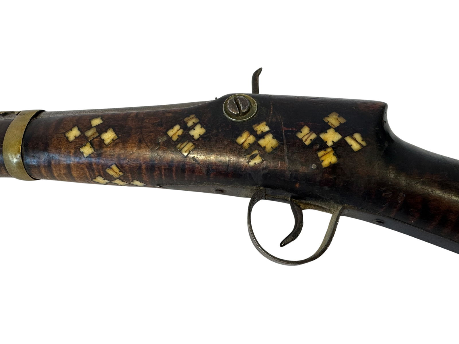 Turkish Flintlock Rifle with Bone Inlay - 6