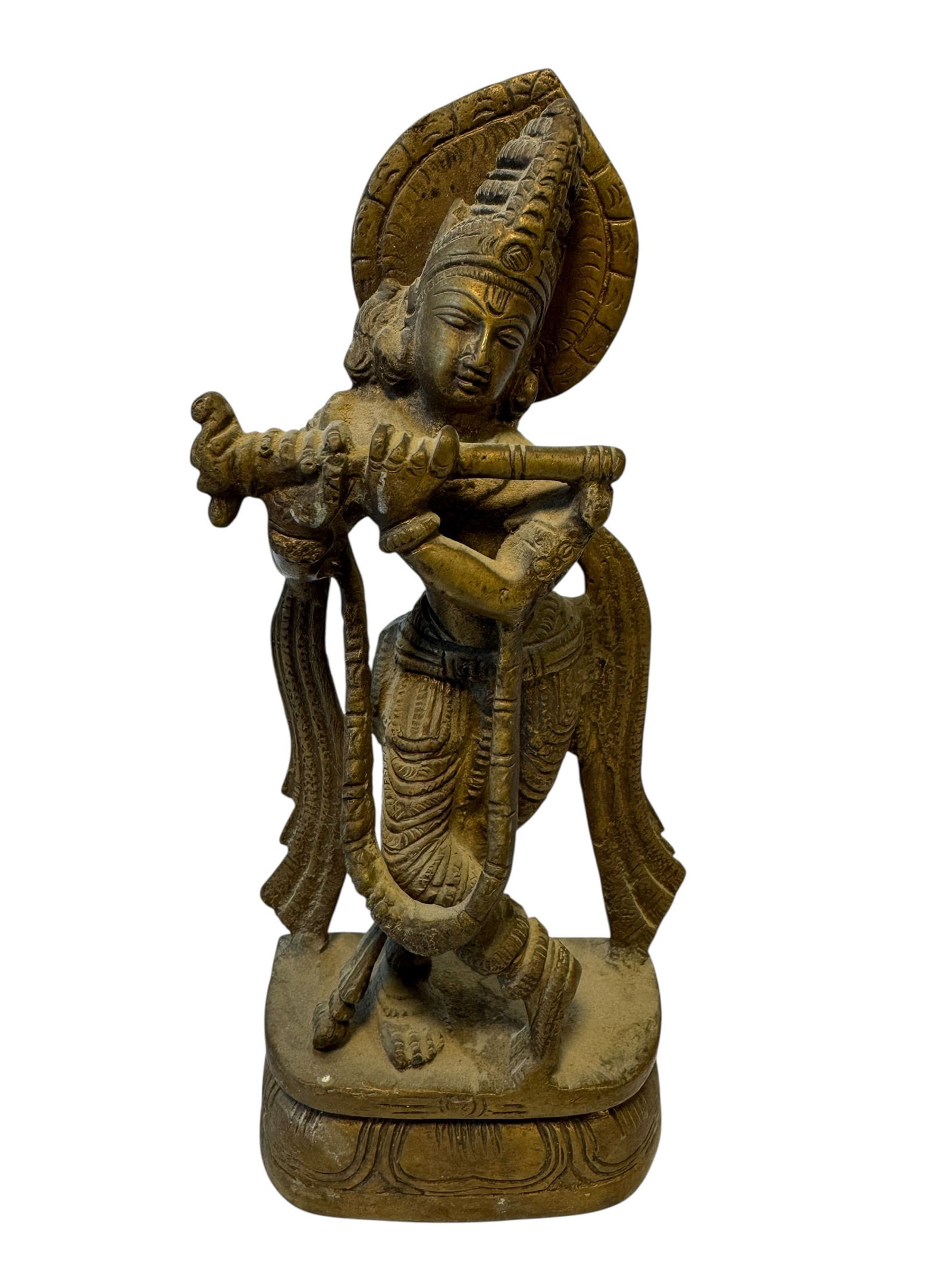 Brass Krishna Playing Flute Statue: Photos are part of the description and should tell the whole story.