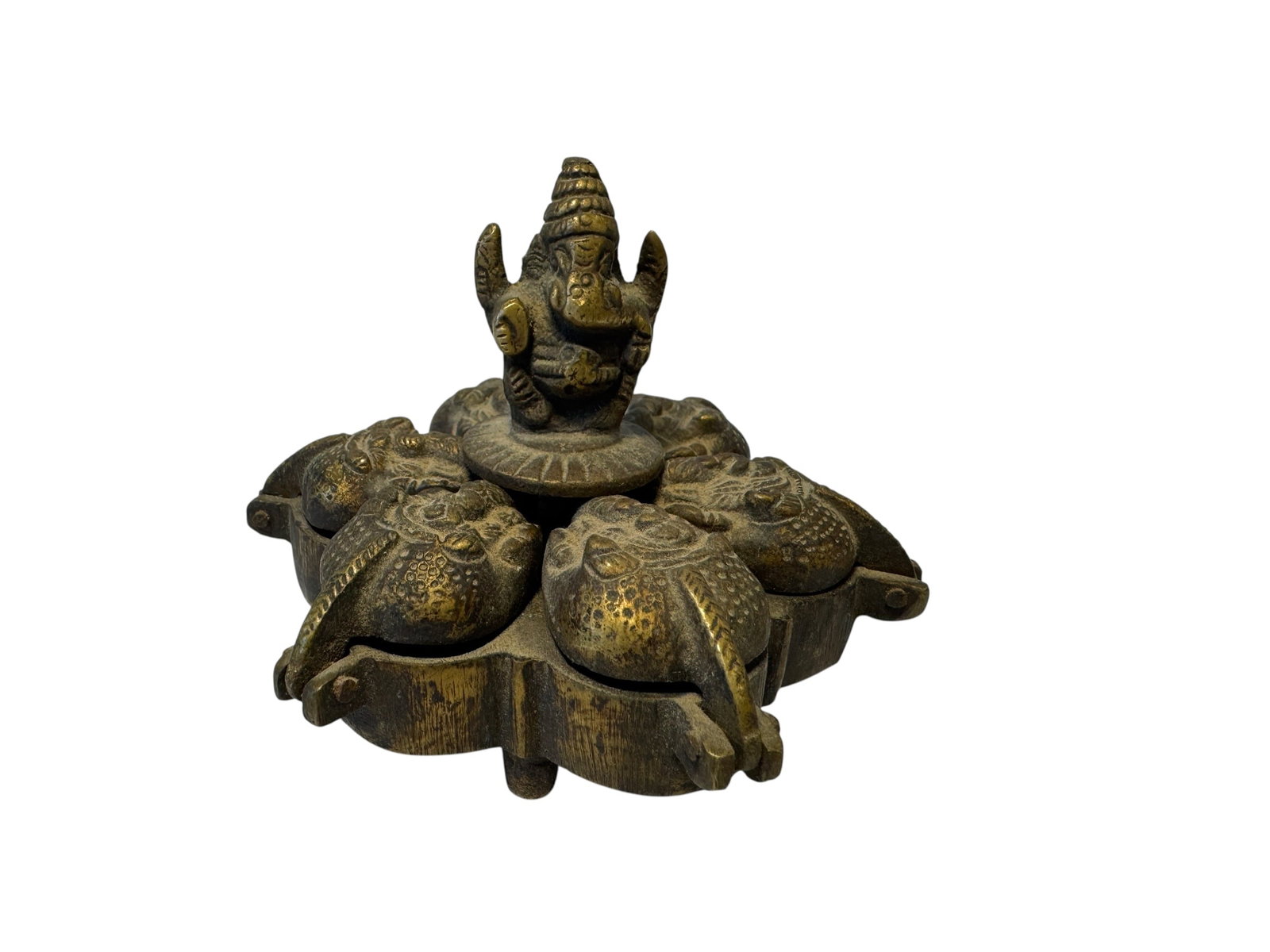 Brass Ganesha Kumkum Tikka Box: Photos are part of the description and should tell the whole story.