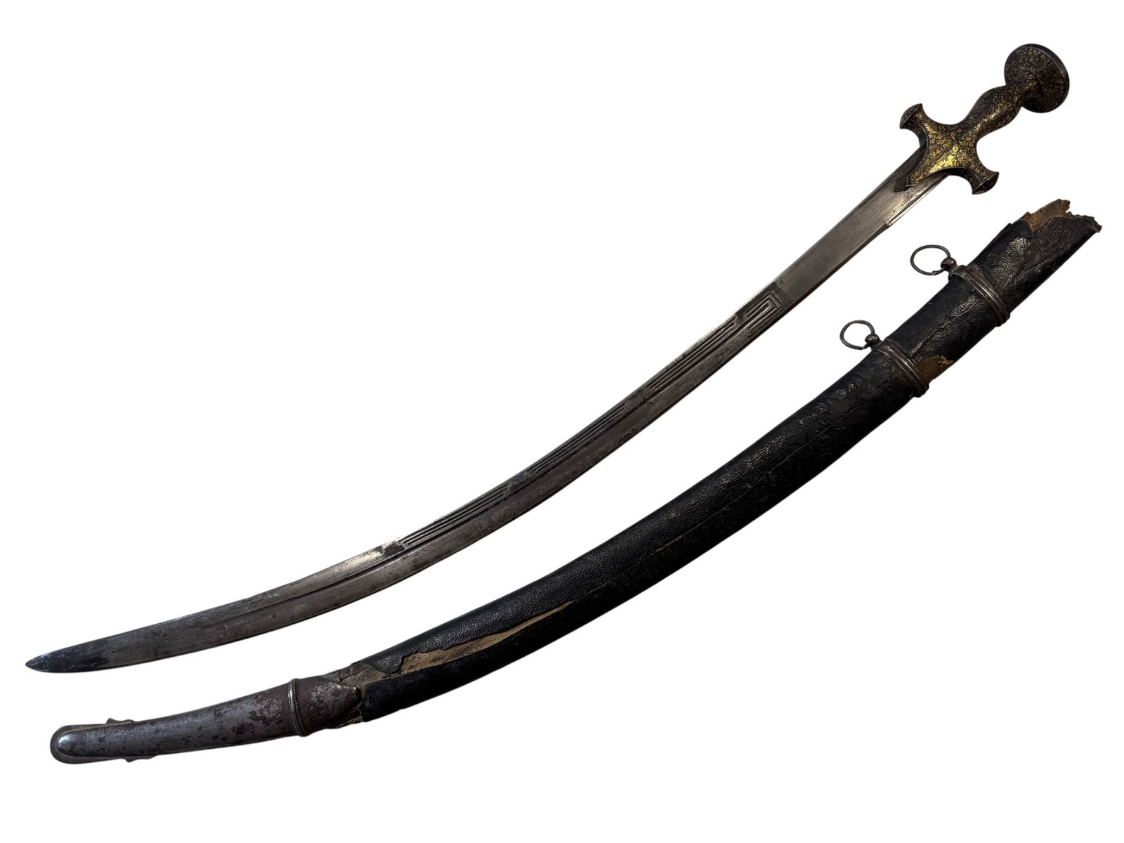 Indian Tulwar (Talwar) Sword w/ Gilded Hilt: Photos are part of the description and should tell the whole story.