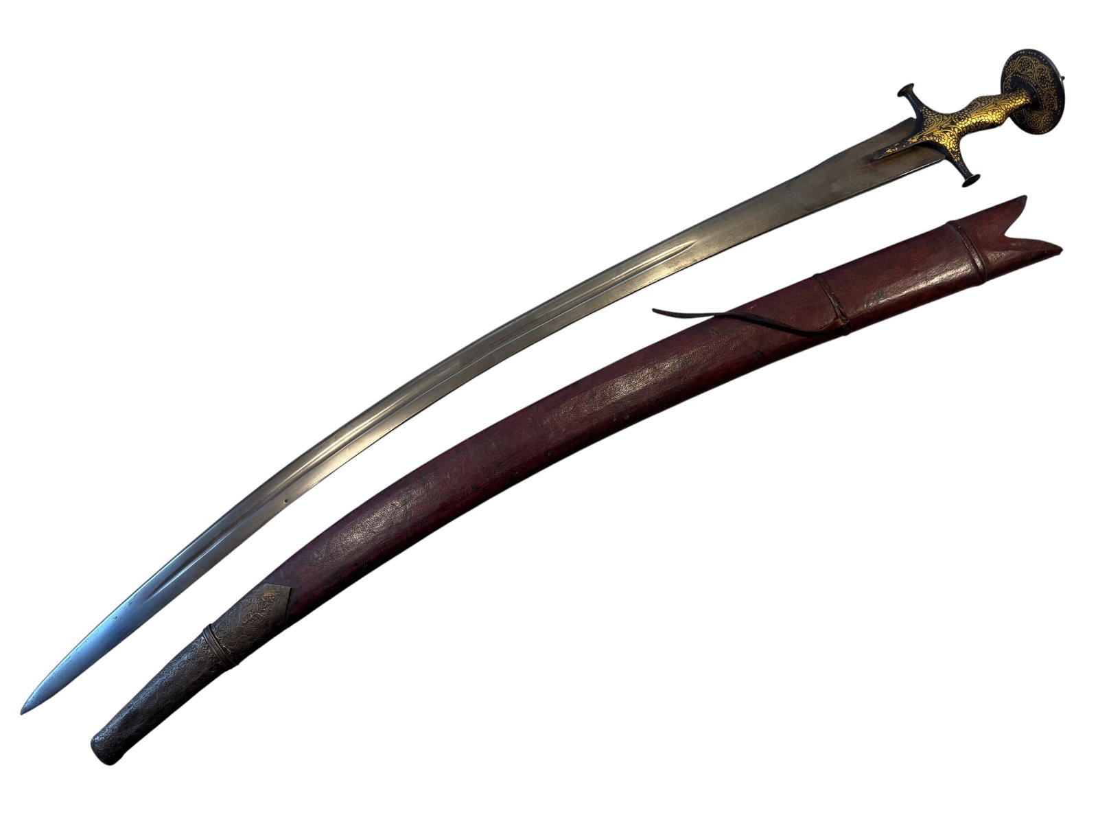 Indian Tulwar (Talwar) Sword w/ Gilded Hilt & Scabbard - 2