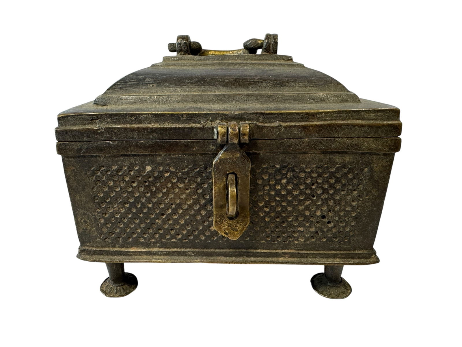 Antique Brass Persian Jewelry Box: Photos are part of the description and should tell the whole story.