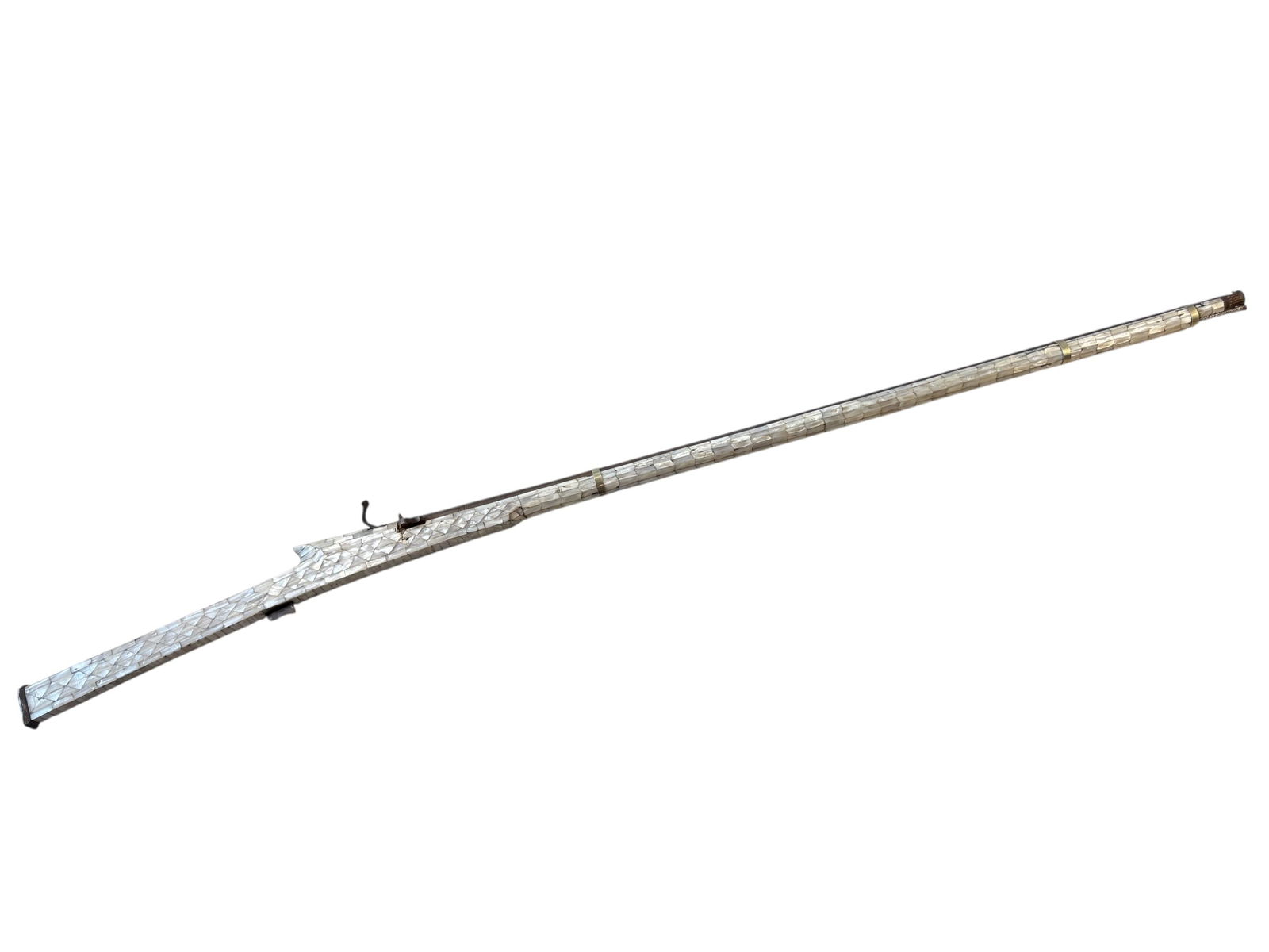 Long Indian Jazail Mother of Pearl Flintlock Musket: Photos are part of the description and should tell the whole story.