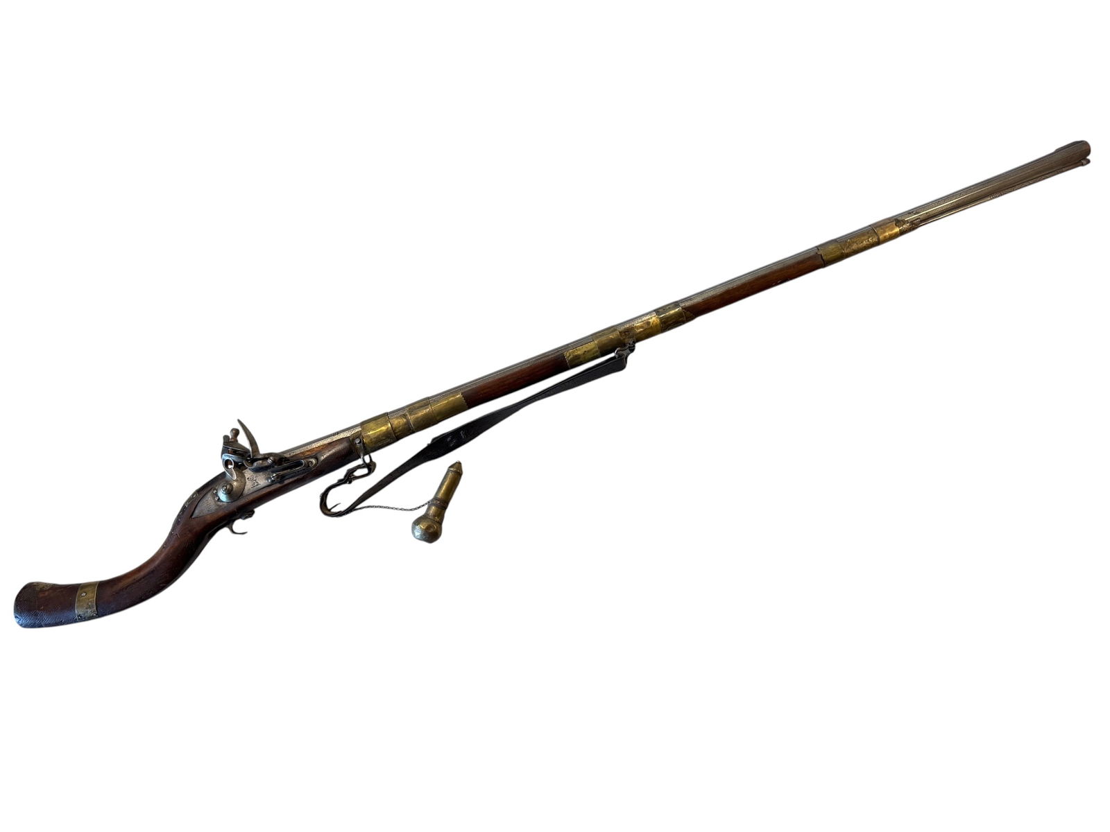 Long Ottoman Flintlock Rifle w/ Gun Powder Flask: Photos are part of the description and should tell the whole story.