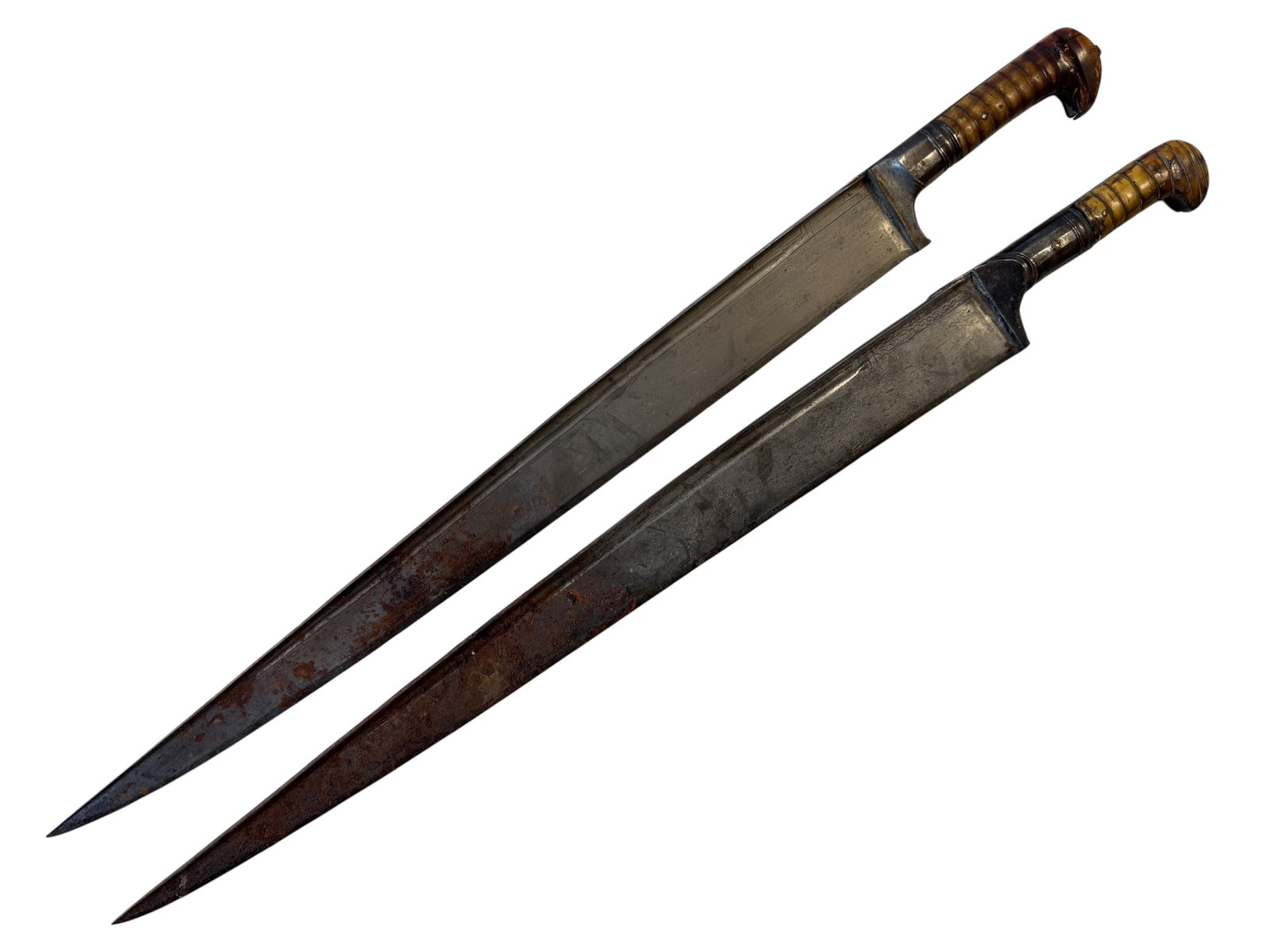 Pair of Khyber Knives: Measurements: 2" x 28" x 1.5" 2" x 27" x 1.5" Photos are part of the description and should tell the whole story.