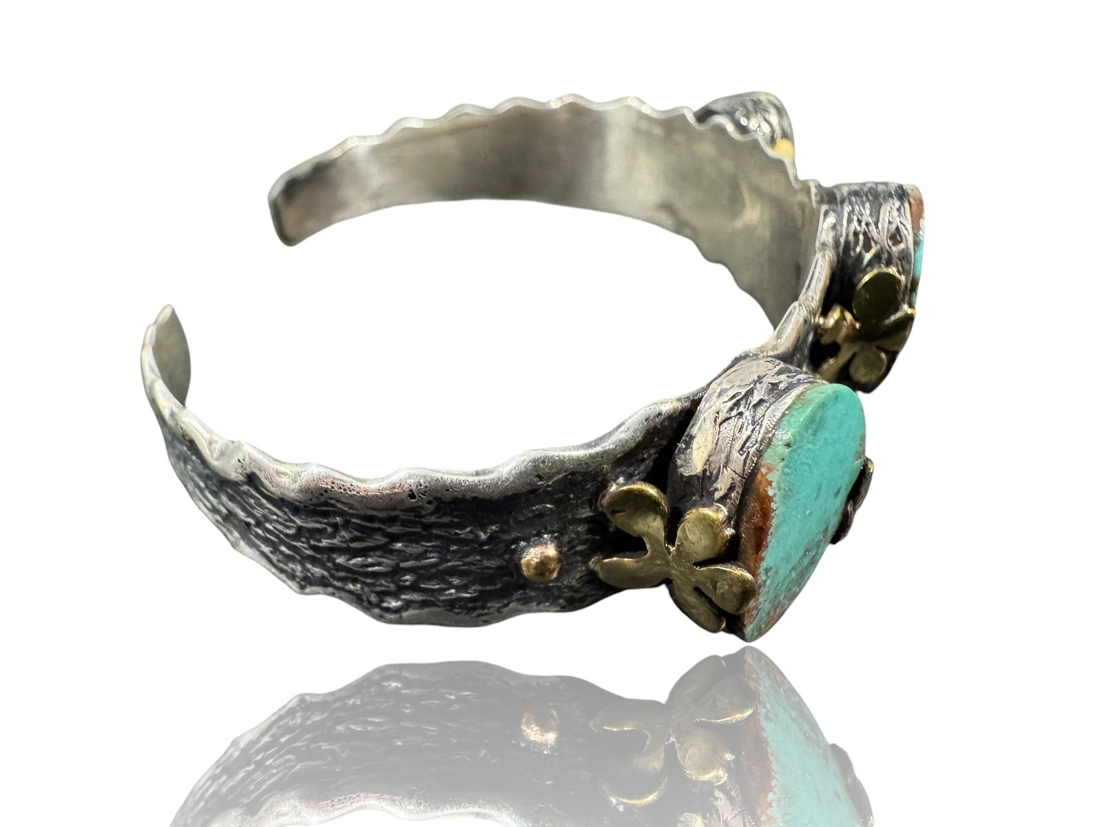 Silver, Gold & Turquoise Cuff - 4