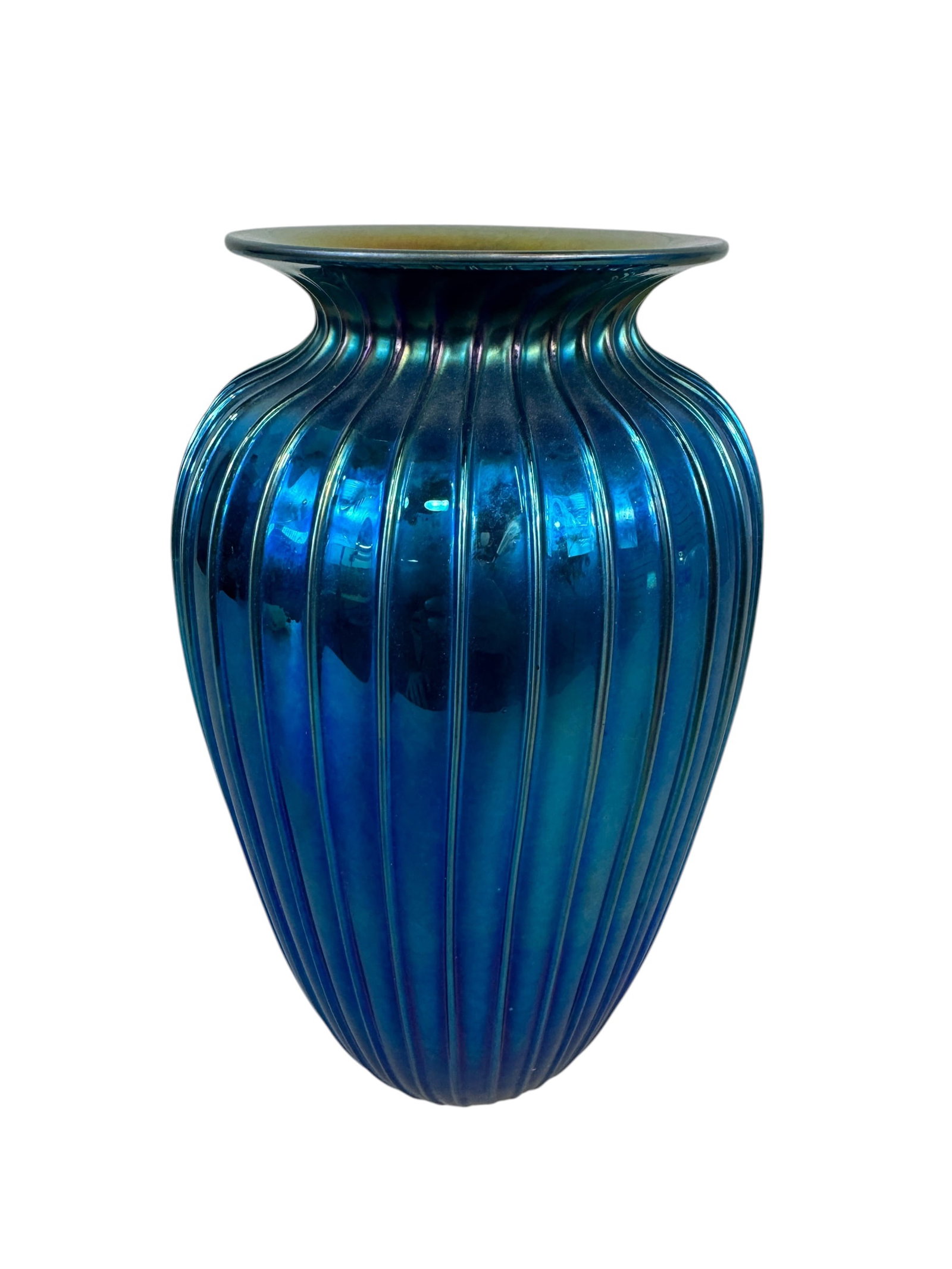 Lundberg Studios Iridescent Art Glass Vase circa 1997: Photos are part of the description and should tell the whole story.