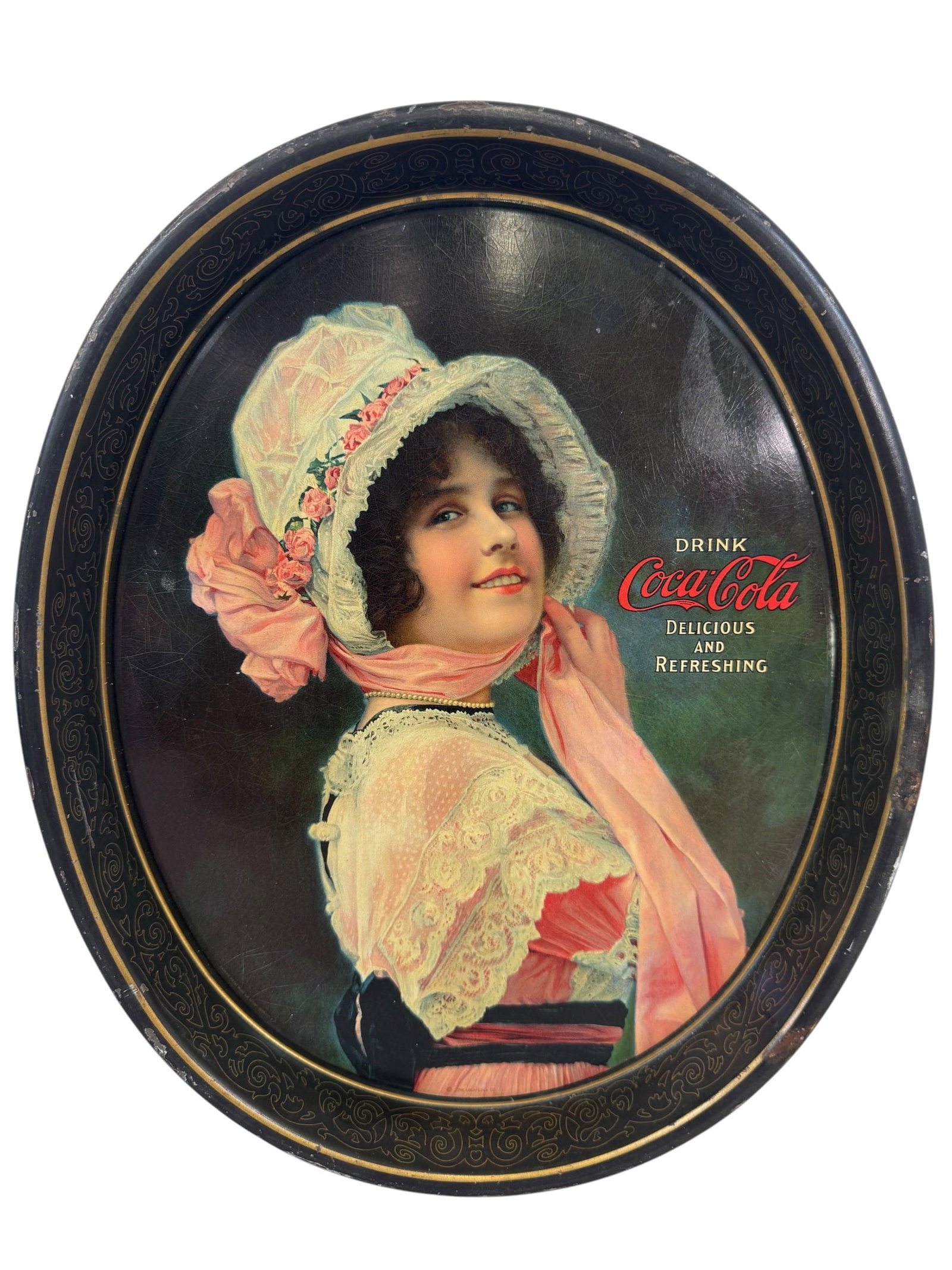 Original 1914 Coca-Cola "Betty" Tray: Photos are part of the description and should tell the whole story.