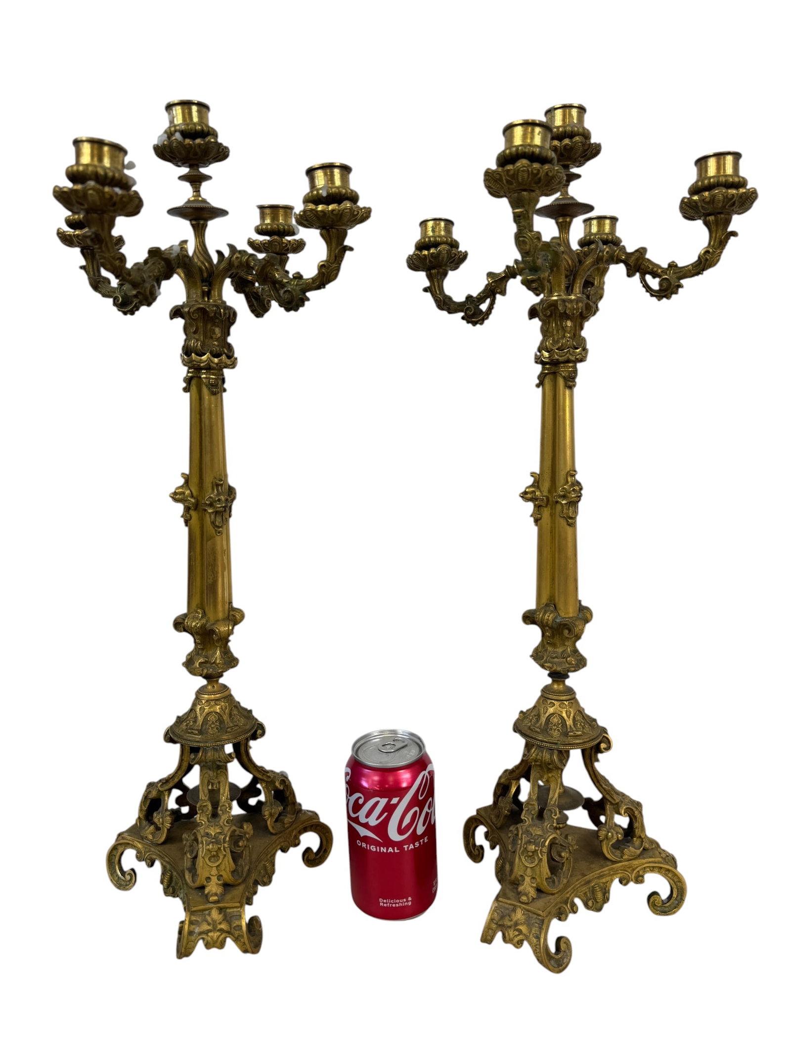 Pair French Louis Philippe Period Gilt Bronze Candelabras: Photos are part of the description and should tell the whole story.