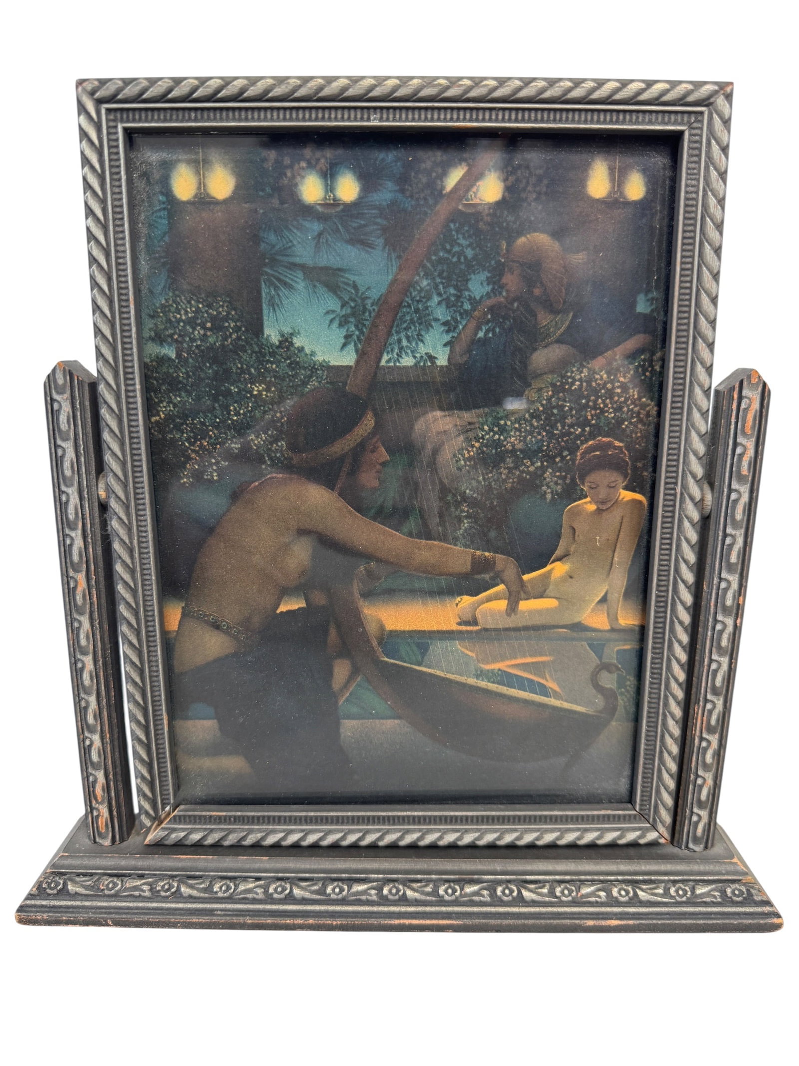 Maxfield Parrish "Egypt" Original Print: Image Dimensions: 8" x 6" Frame Dimensions: 9.5" x 9.25" Artist: Maxfield Parrish (1870-1966) was known for illustration-romanticized scenes and mural painting. Photos are part of the description and