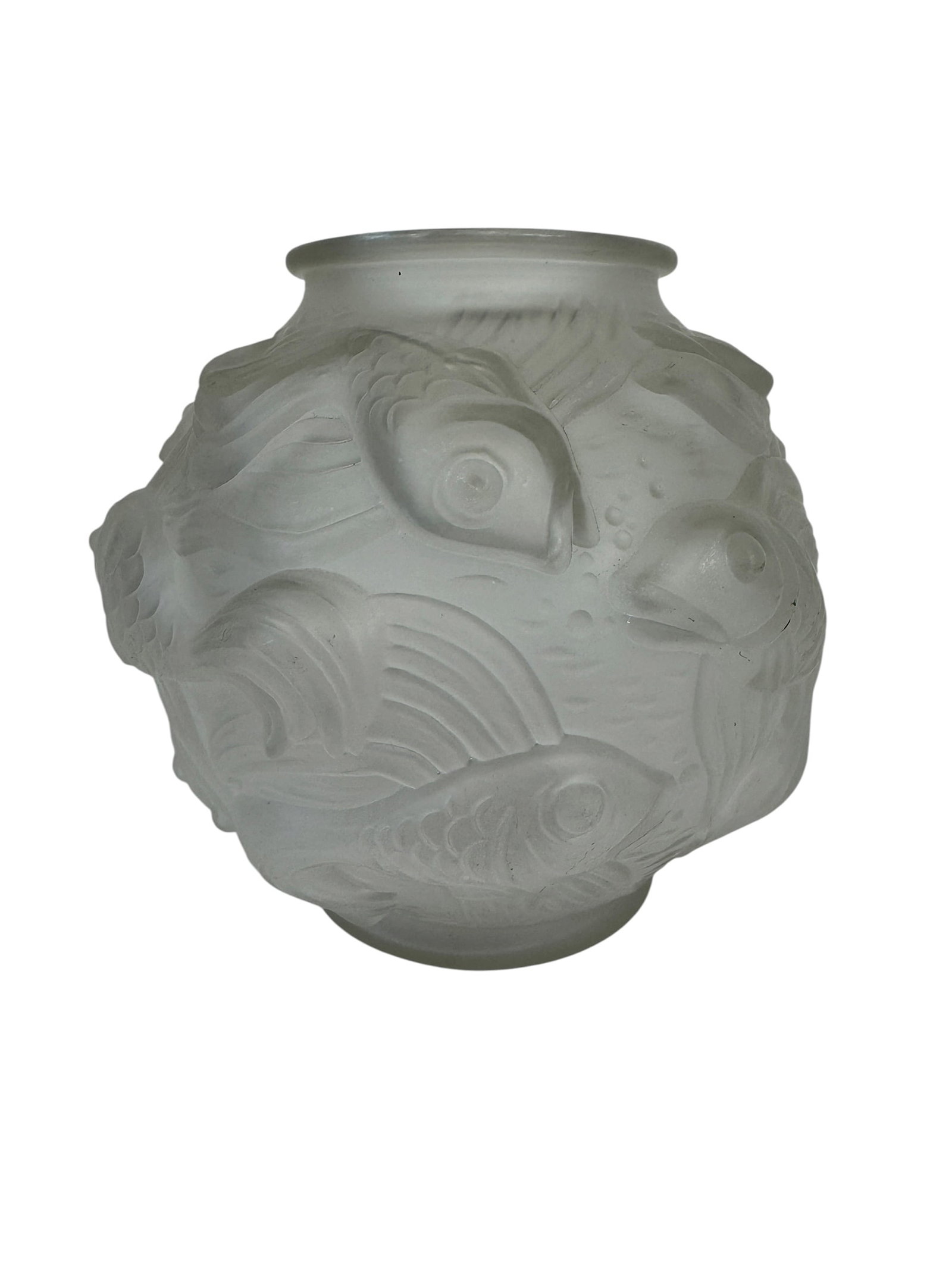 Art Deco Czech Satin Fish Bowl: Photos are part of the description and should tell the whole story.