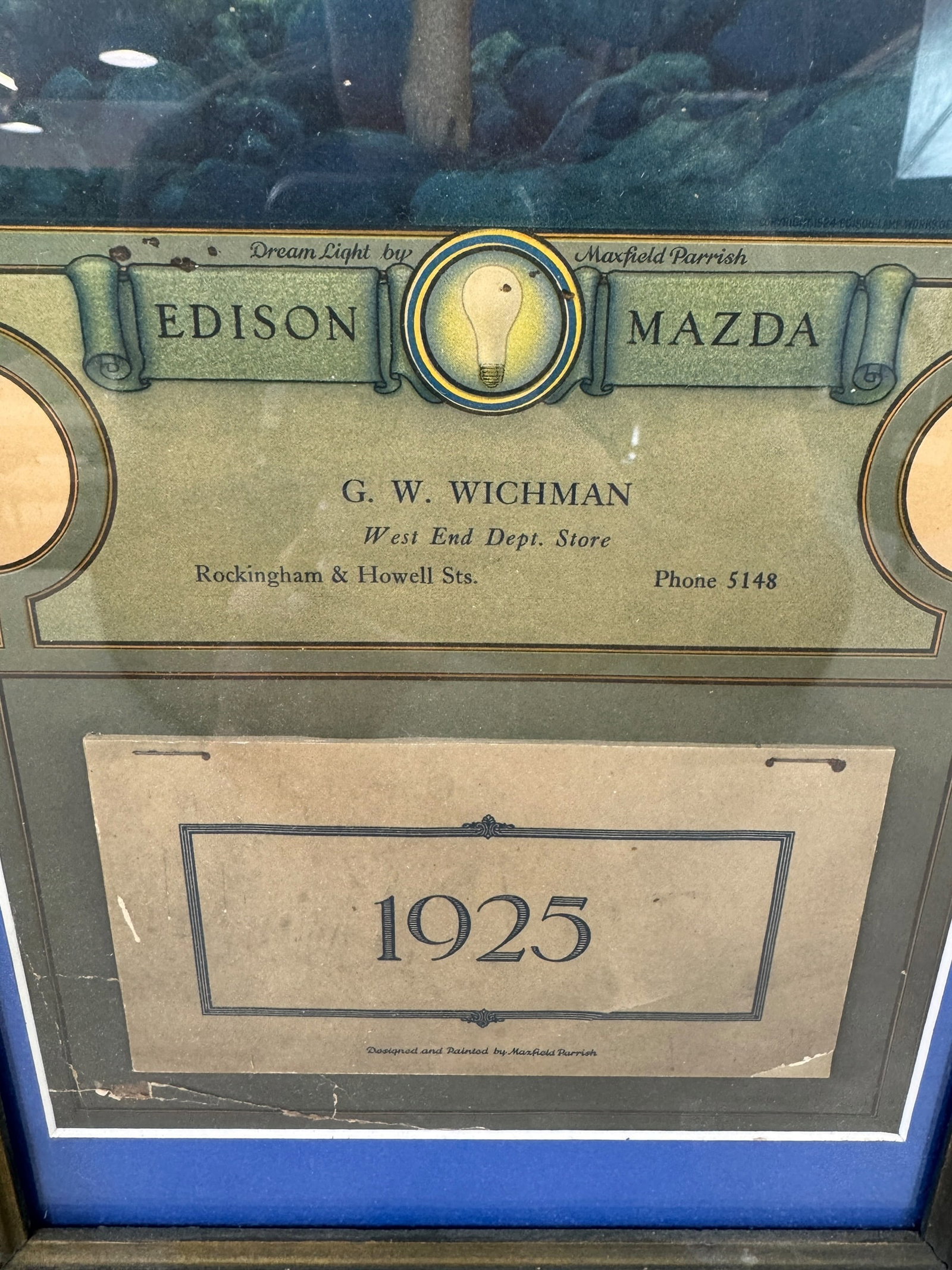 Maxfield Parrish "Dreamlight" 1925 Edison Mazda Calendar - 2