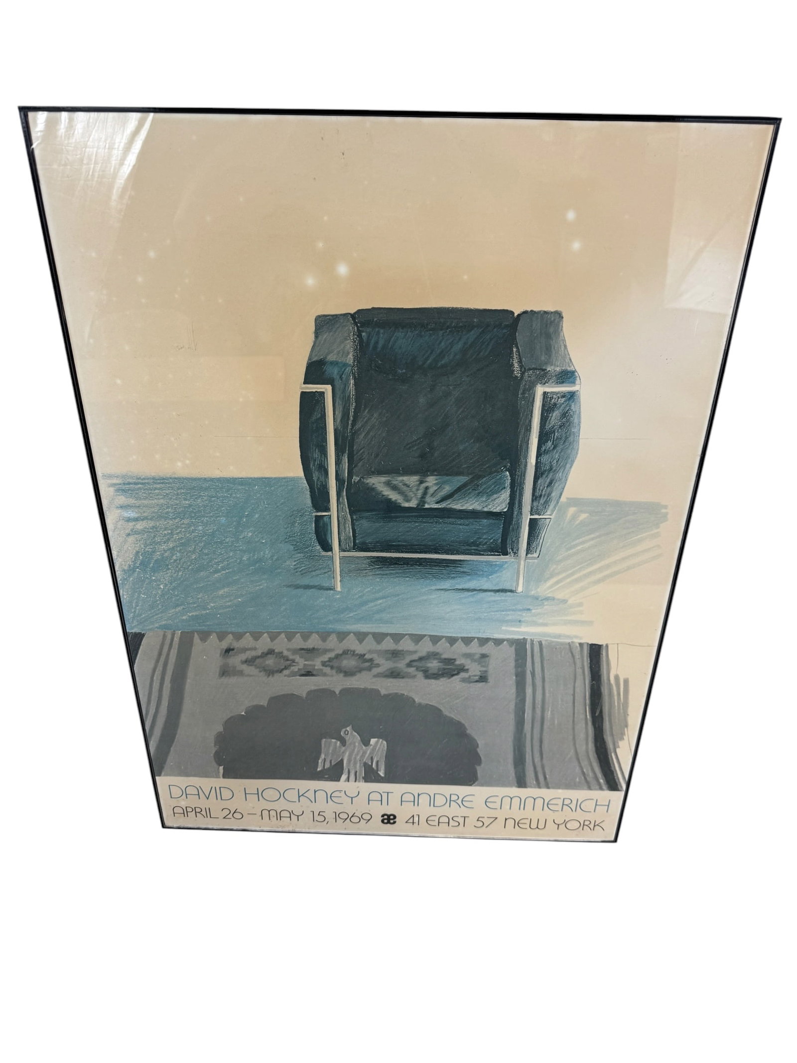 David Hockney 1969 Andre Emmerich Exhibition Poster: Photos are part of the description and should tell the whole story.