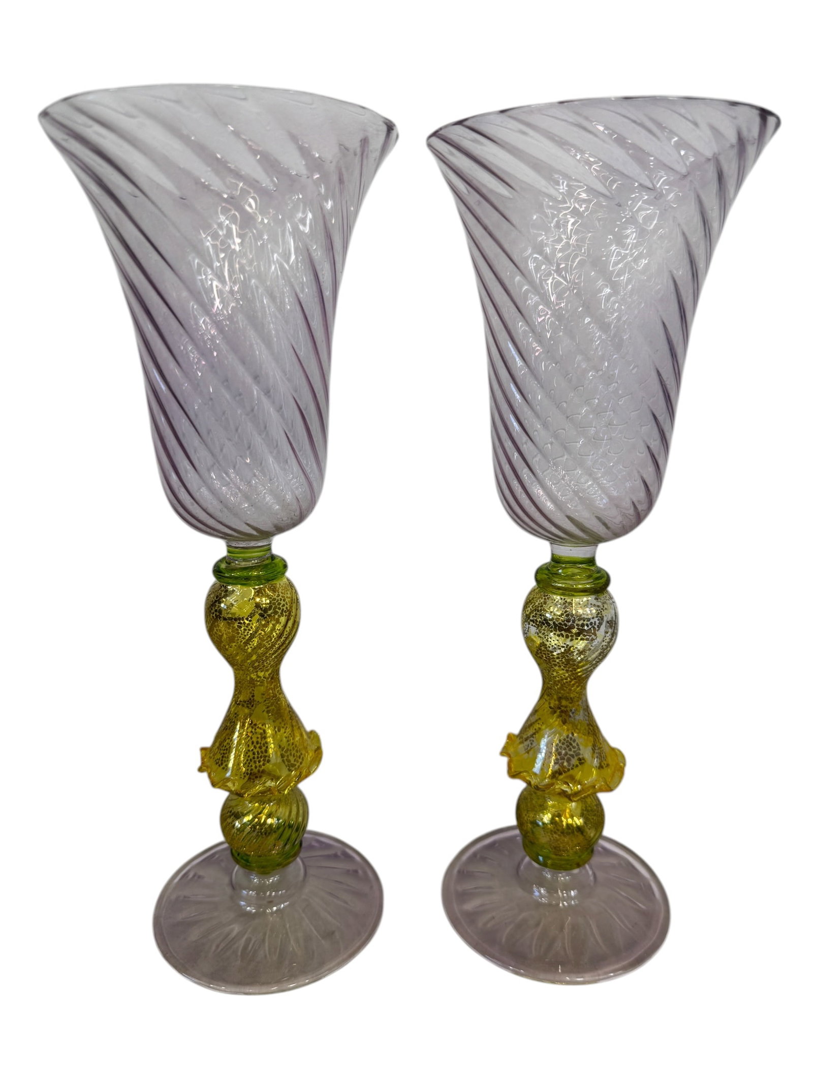 Pair Venetian Art Glass Wine Glasses (1 of 5)