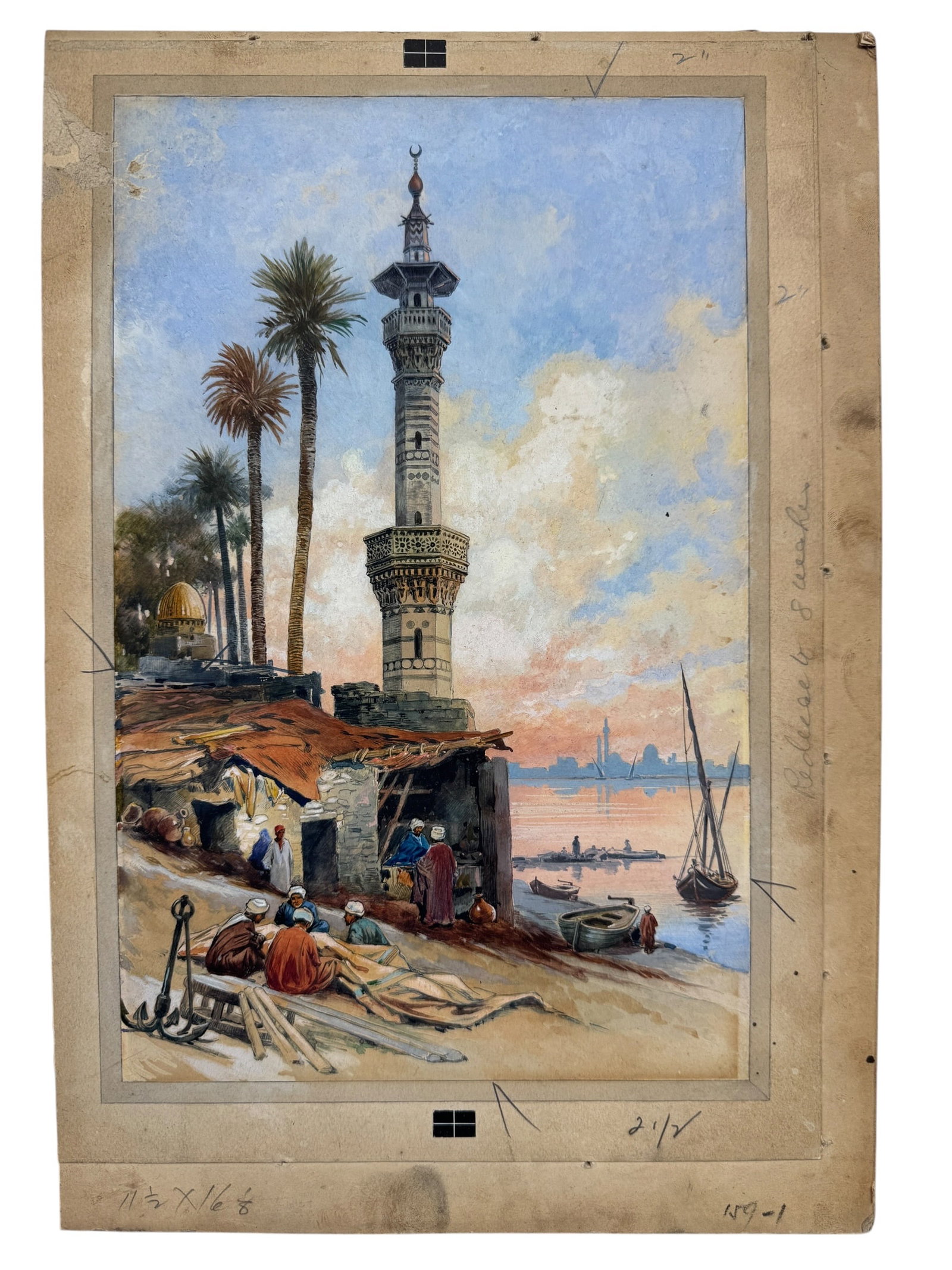 Antique Original Watercolor: Photos are part of the description and should tell the whole story.