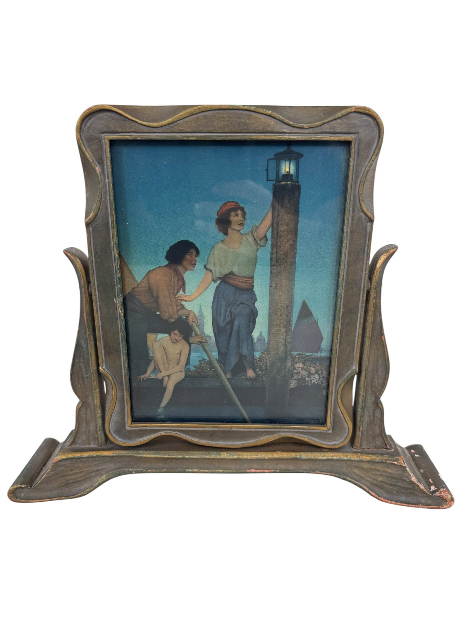 Maxfield Parrish "The Ventian Lamplighter" Original Print: Image Dimensions: 8" x 6" Frame Dimensions: 10.5" x 12.5" Artist: Maxfield Parrish (1870-1966) was known for illustration-romanticized scenes and mural painting. Photos are part of the description and