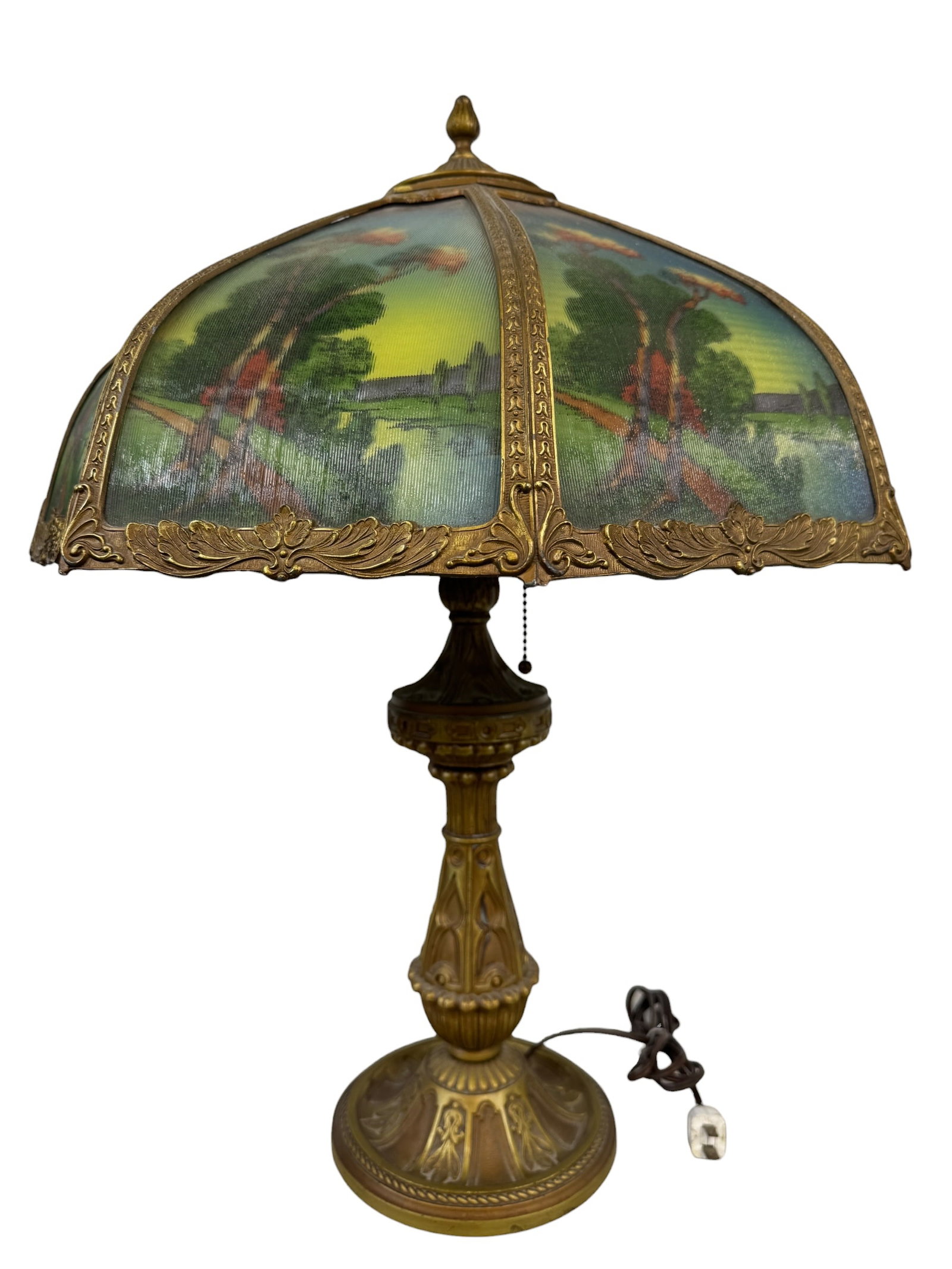 Antique Salem Brothers Arts & Crafts Reverse Painted Table Lamp (1 of 12)