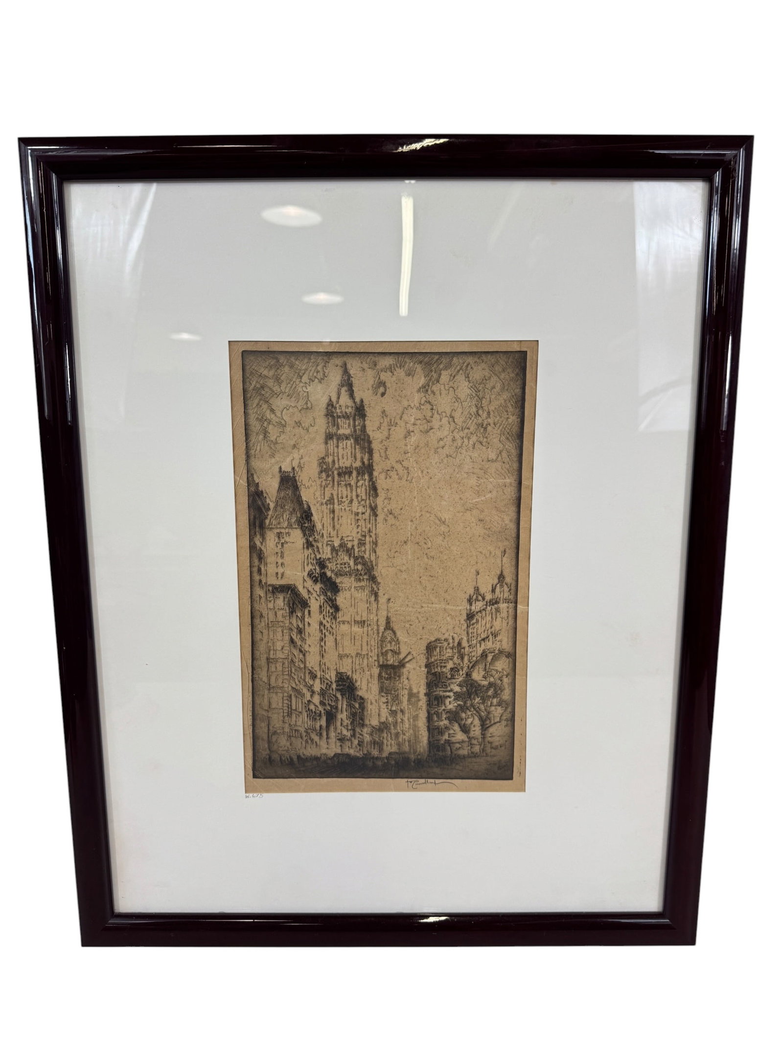 Joseph Pennell Woolworth Building Pencil Signed Etching (1 of 5)